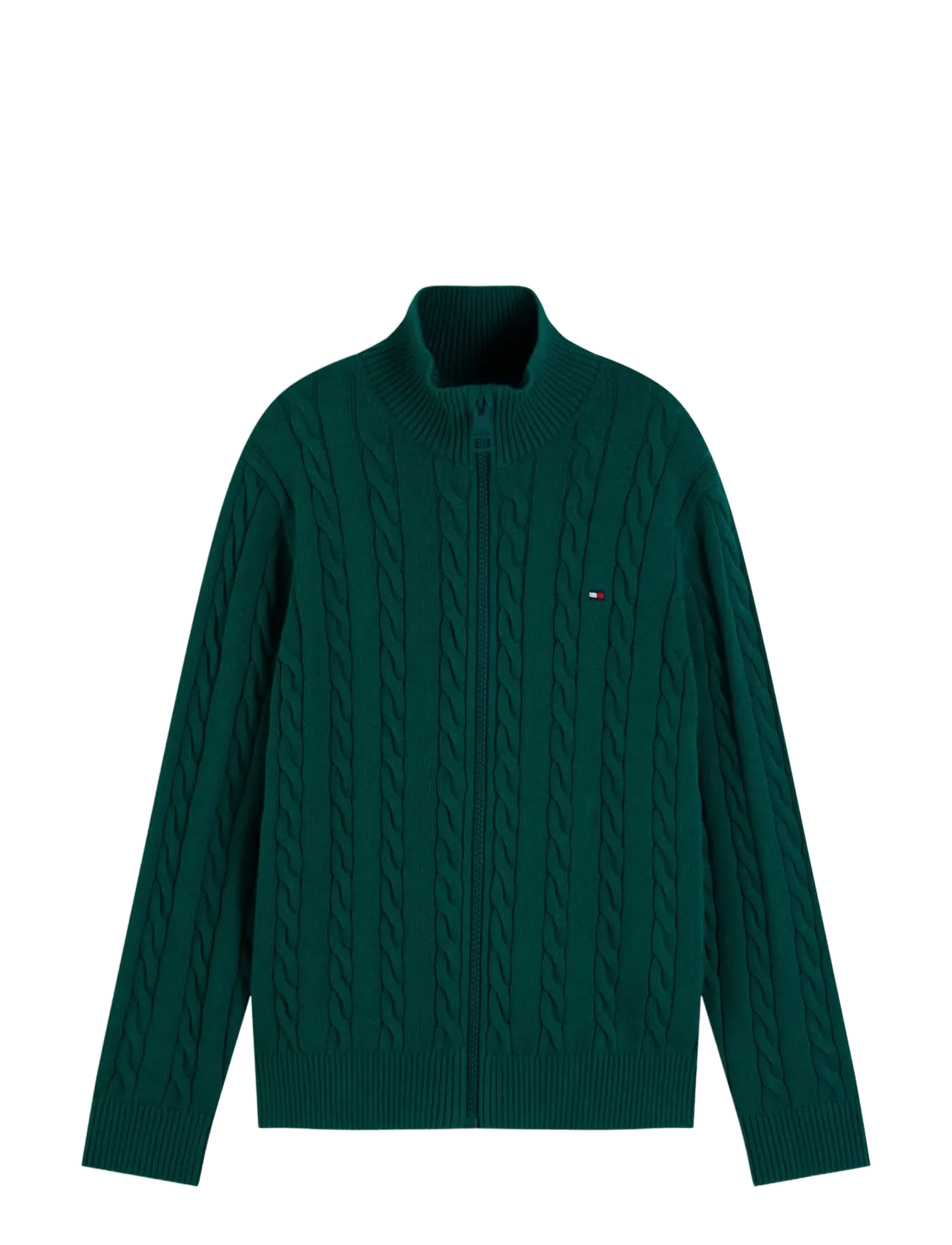Tommy Hilfiger COTTON CABLE FULL ZIP - Teens 140-176 - RURAL GREEN / green