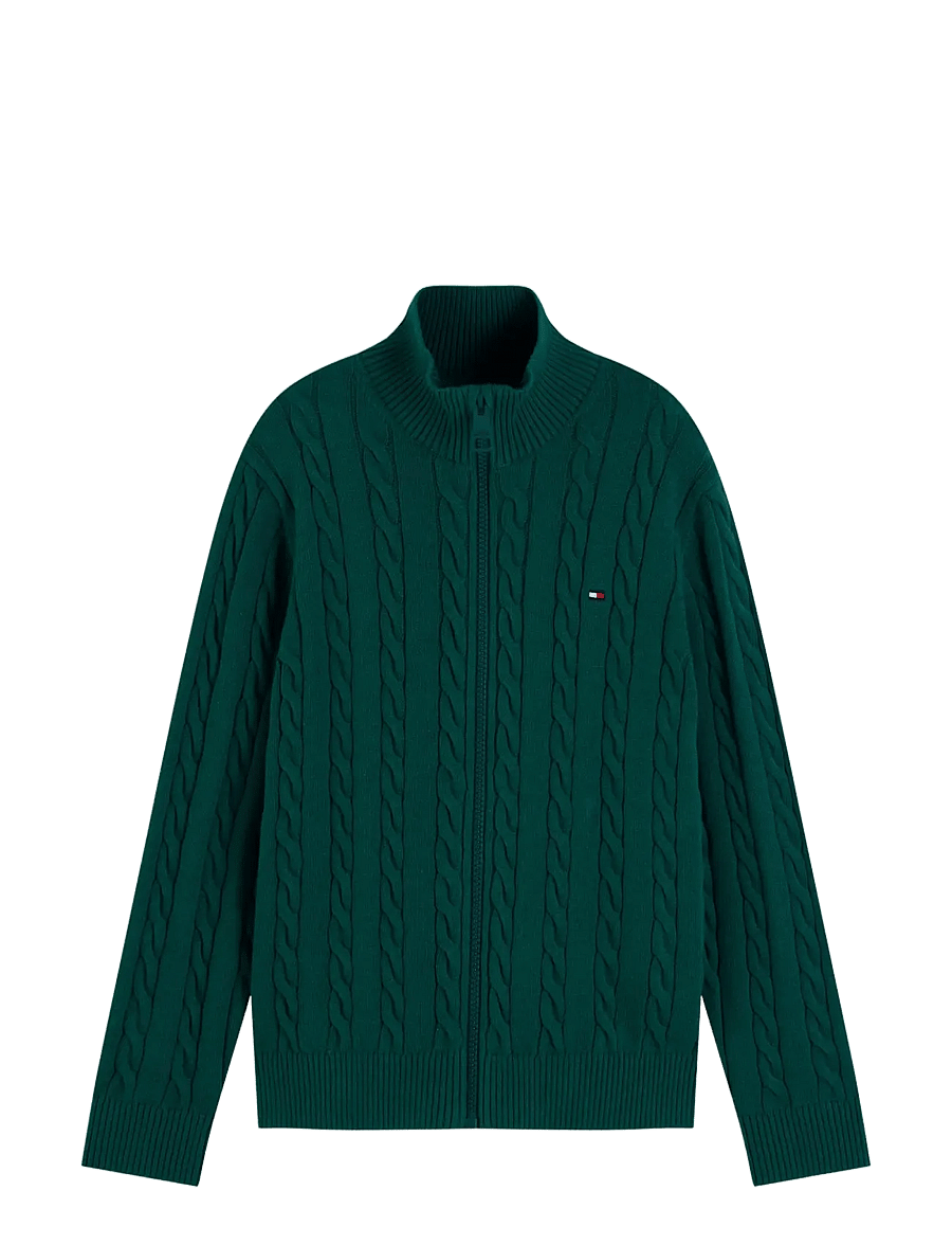 Tommy Hilfiger - COTTON CABLE FULL ZIP - cardigans - rural green - 1