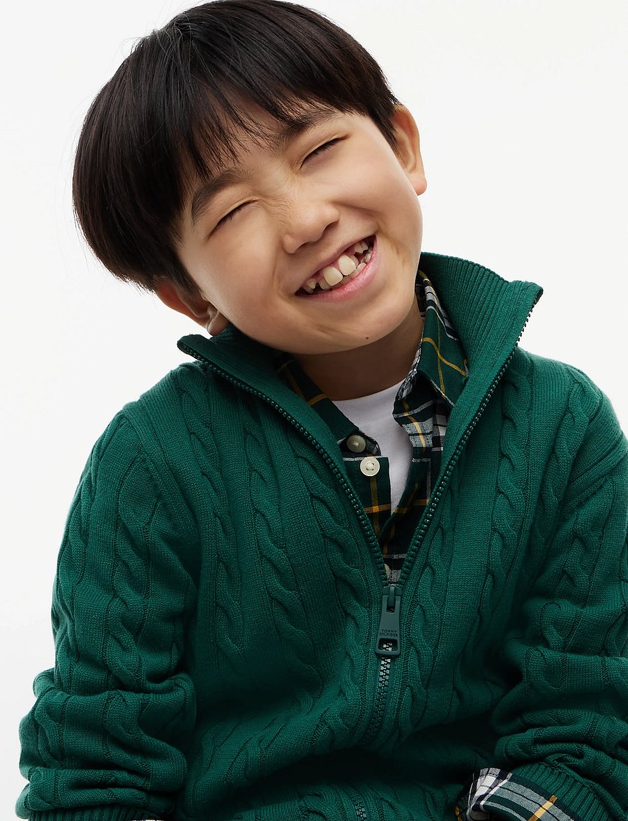 Tommy Hilfiger - COTTON CABLE FULL ZIP - cardigans - rural green - 3