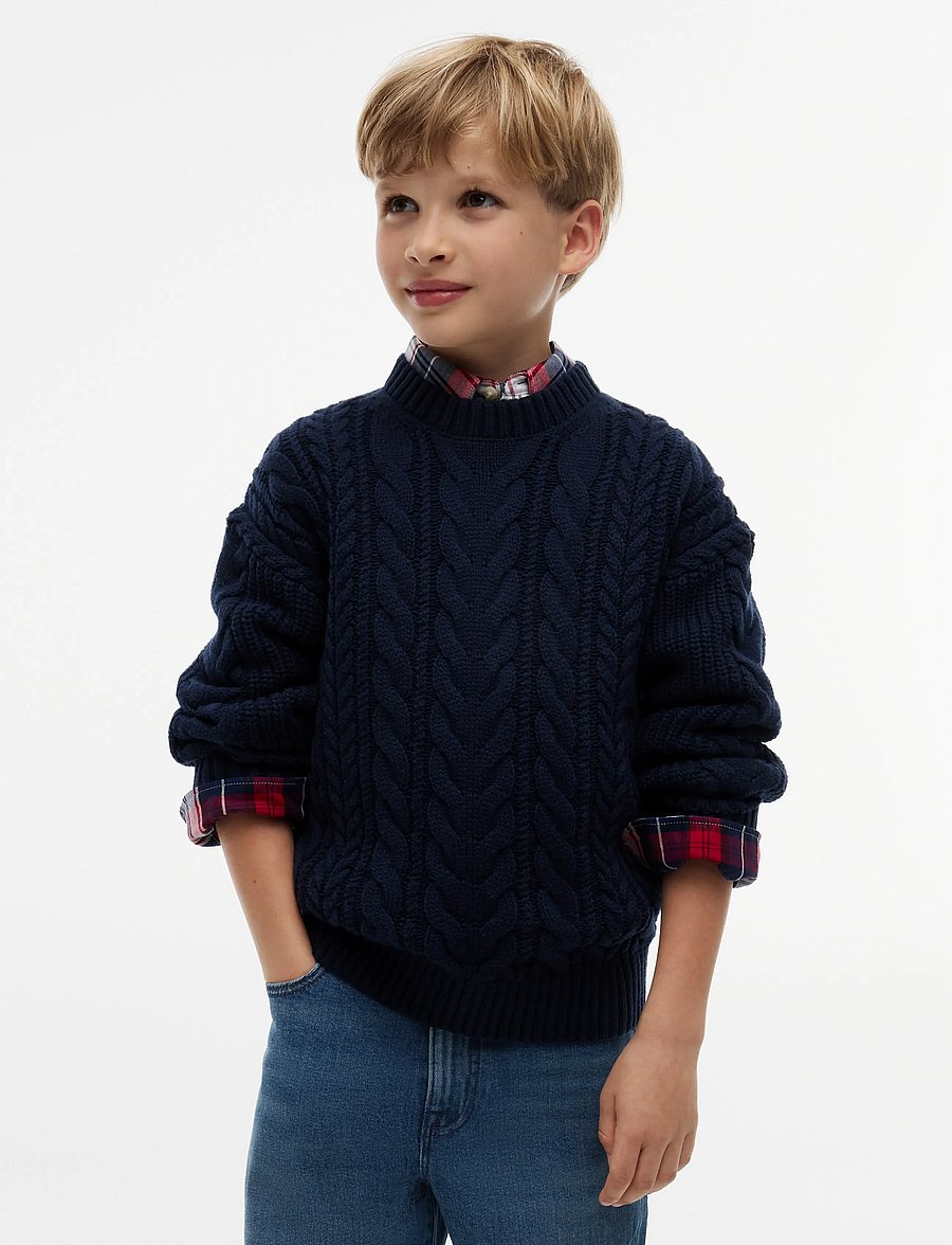 Tommy Hilfiger - HEAVY COTTON CABLE SWEATER - jumpers - dark blue - 0