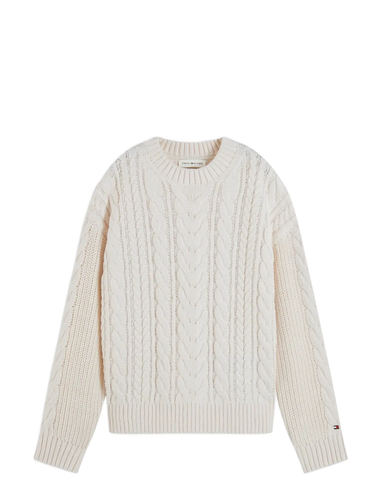 Tommy Hilfiger HEAVY COTTON CABLE SWEATER - Riided - IVORY PETAL / cream