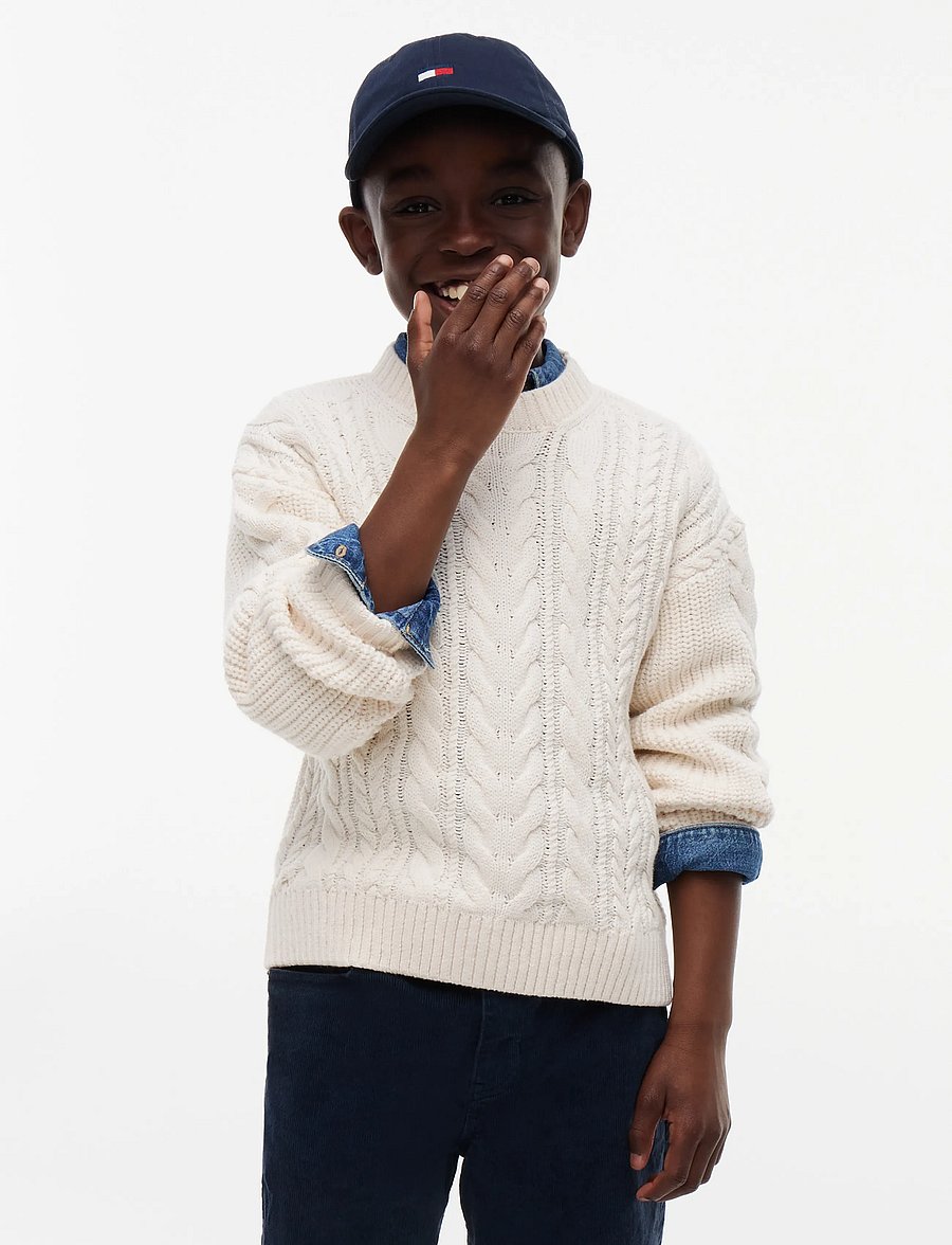 Tommy Hilfiger - HEAVY COTTON CABLE SWEATER - džemprid - ivory petal - 0