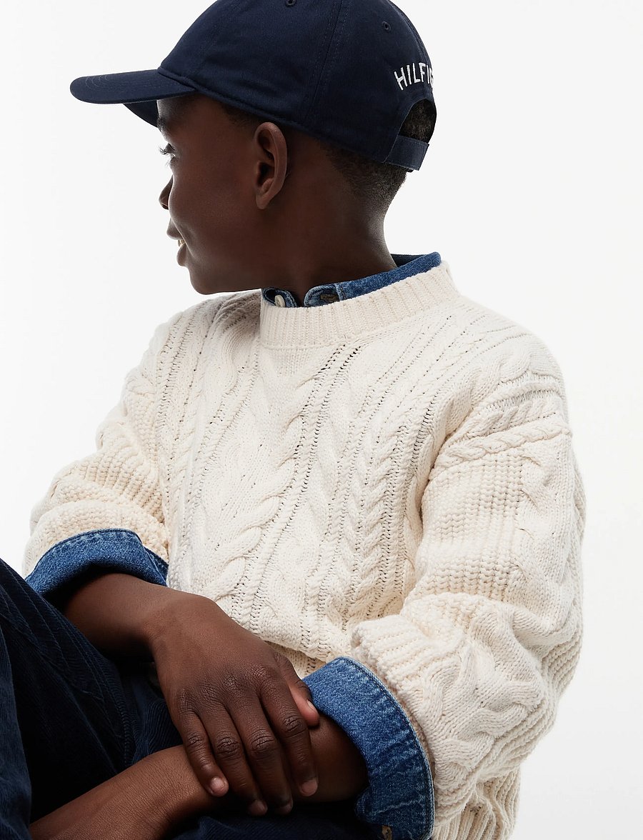 Tommy Hilfiger - HEAVY COTTON CABLE SWEATER - džemprid - ivory petal - 3