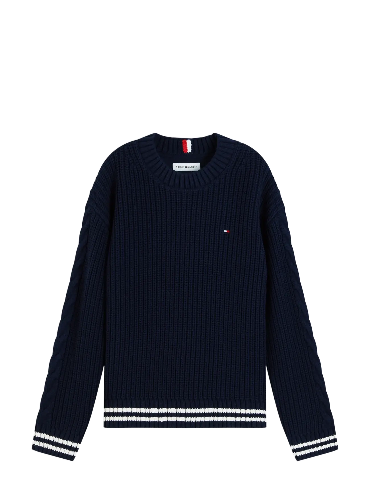 Tommy Hilfiger PLACED SLEEVE CABLE SWEATER - Shop by age - DARK BLUE / navy