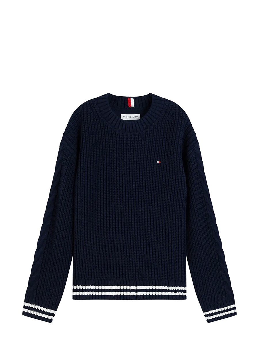 Tommy Hilfiger - PLACED SLEEVE CABLE SWEATER - pullover - dark blue - 1