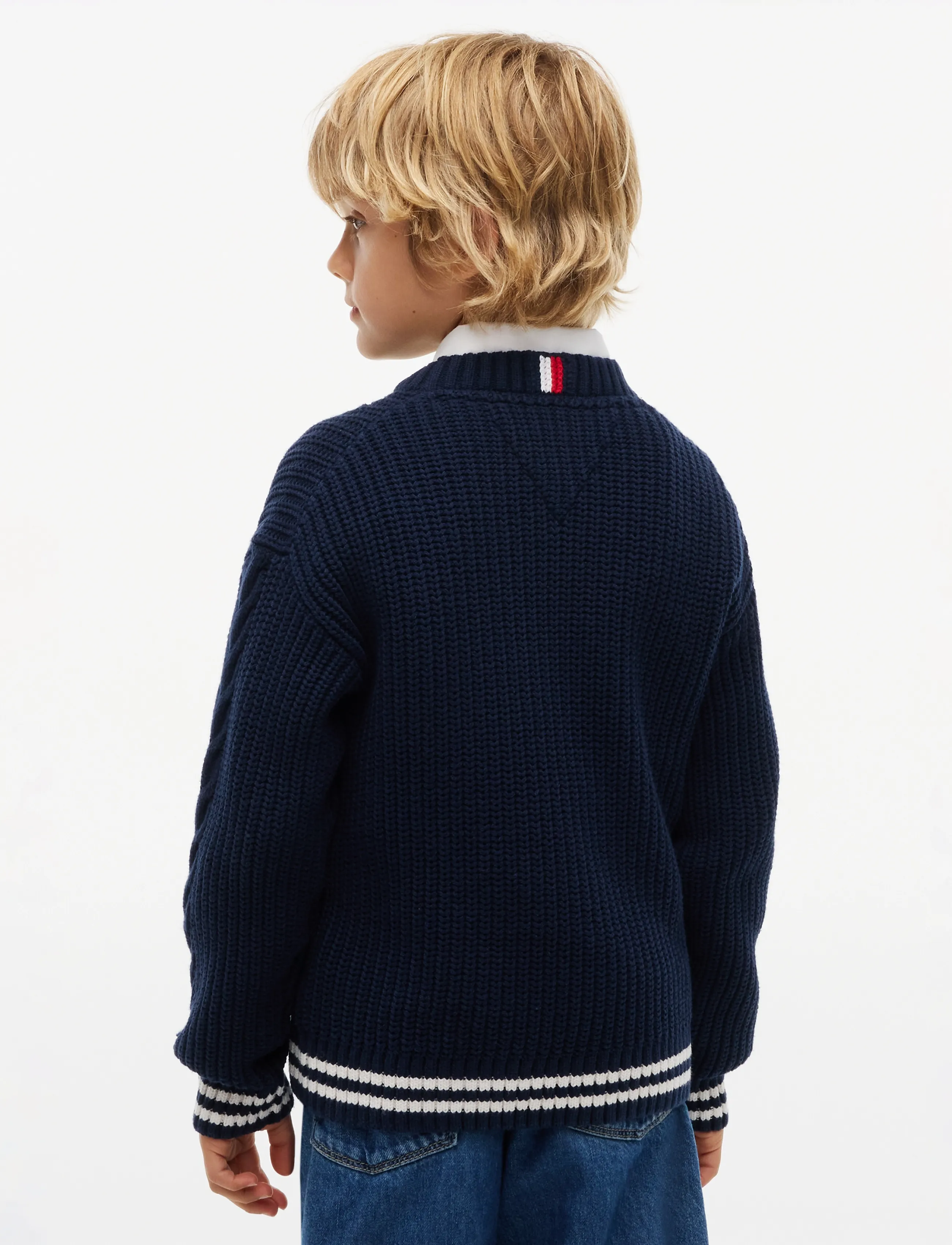 Tommy Hilfiger - PLACED SLEEVE CABLE SWEATER - dark blue - 2