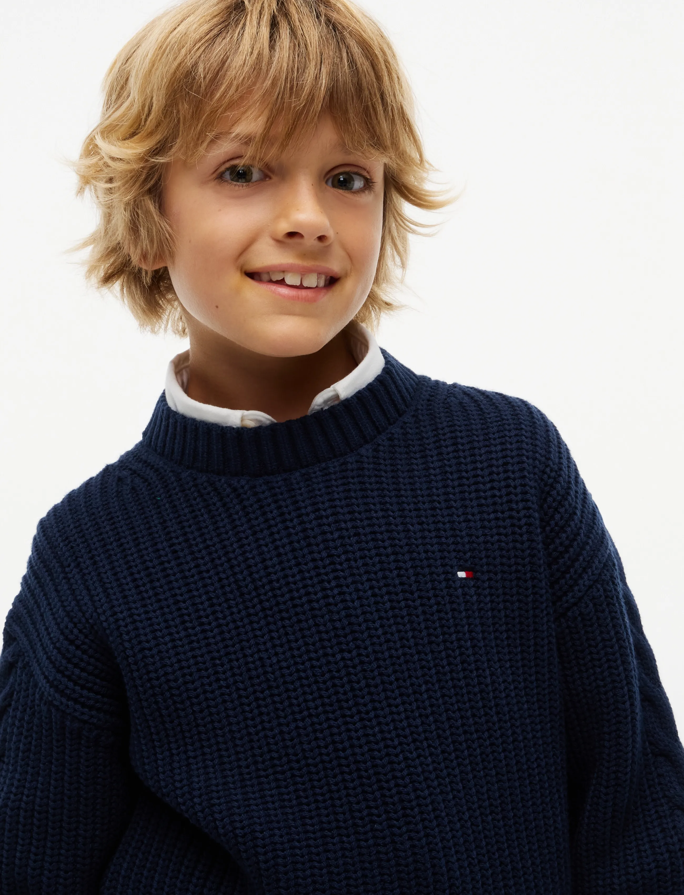 Tommy Hilfiger - PLACED SLEEVE CABLE SWEATER - dark blue - 3