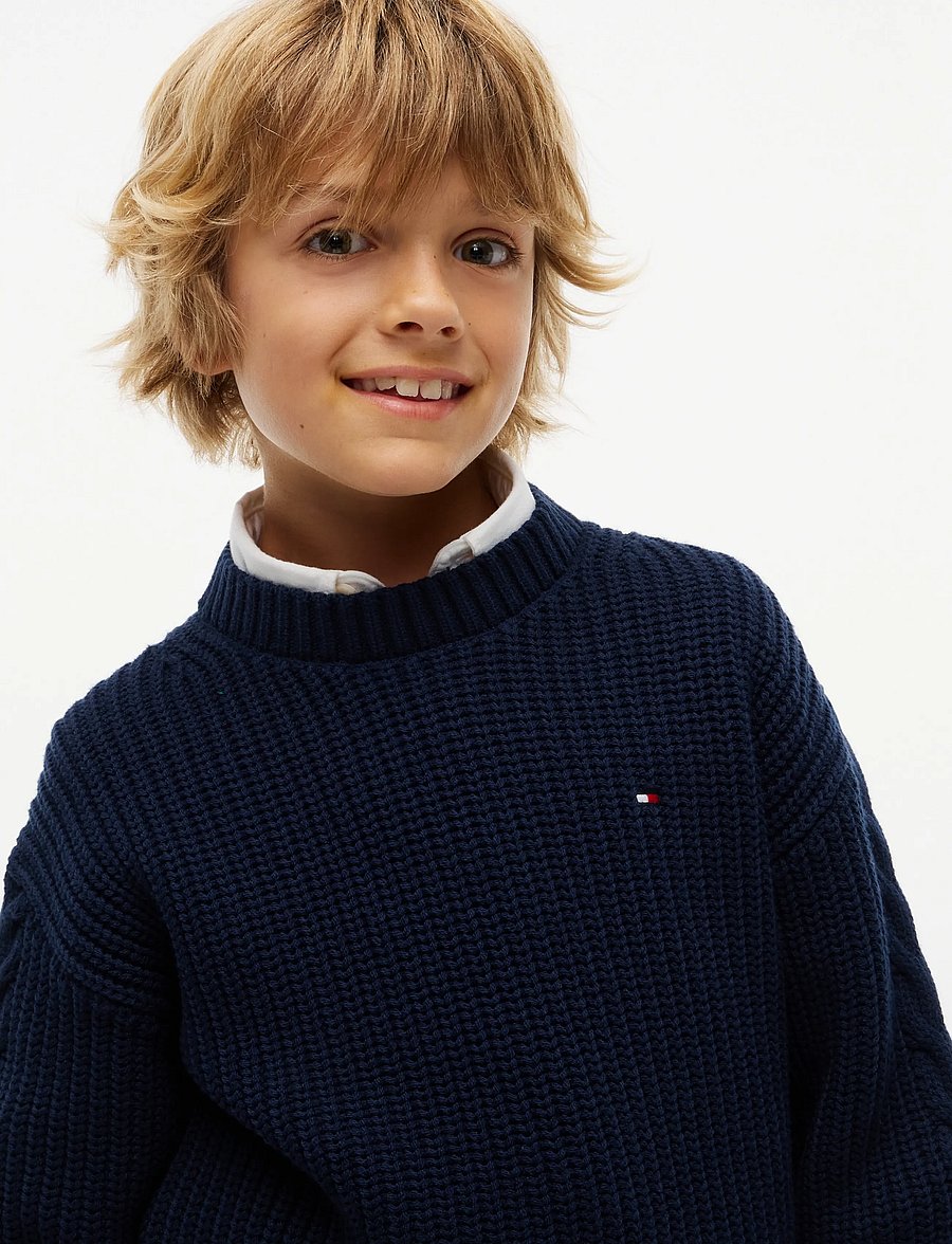 Tommy Hilfiger - PLACED SLEEVE CABLE SWEATER - pullover - dark blue - 3