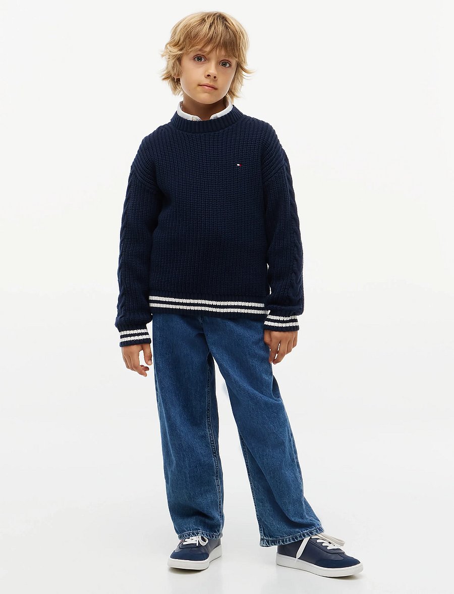 Tommy Hilfiger - PLACED SLEEVE CABLE SWEATER - pullover - dark blue - 4