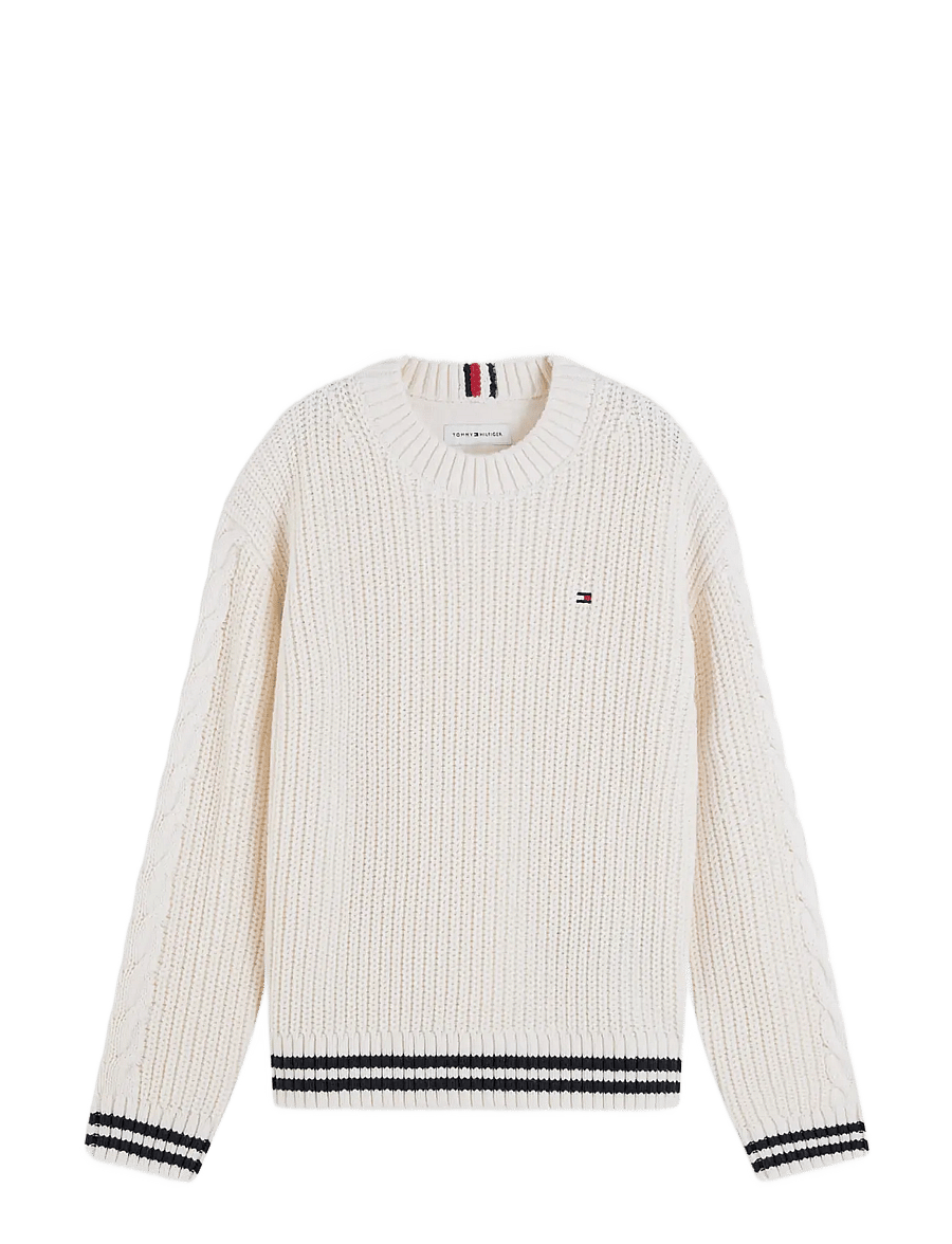 Tommy Hilfiger - PLACED SLEEVE CABLE SWEATER - trøjer - ivory petal - 1