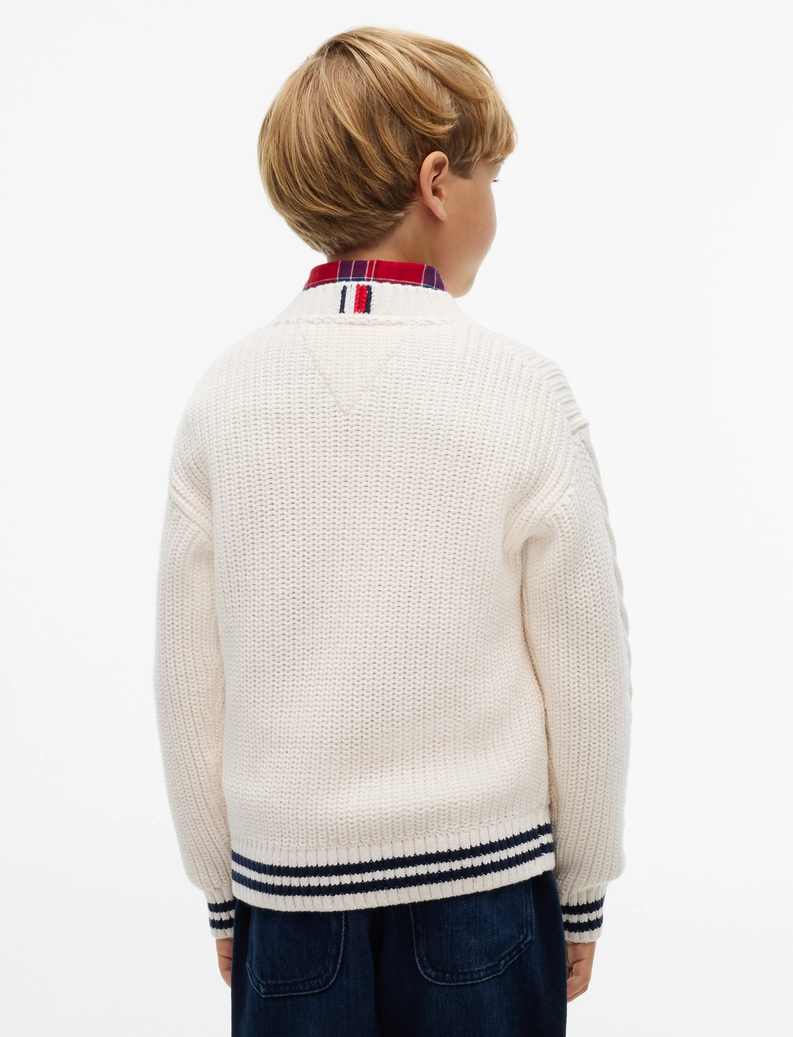 Tommy Hilfiger - PLACED SLEEVE CABLE SWEATER - trøjer - ivory petal - 2
