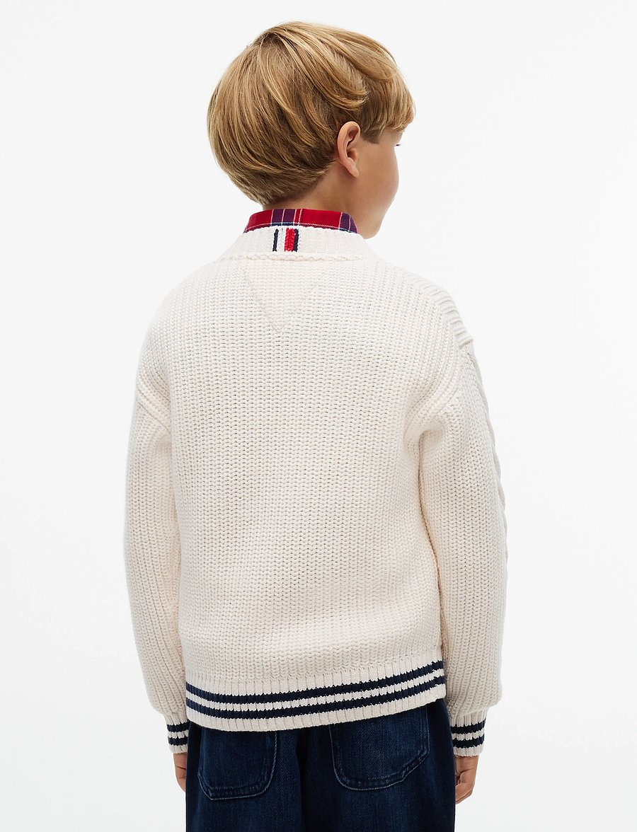 Tommy Hilfiger - PLACED SLEEVE CABLE SWEATER - trøjer - ivory petal - 2