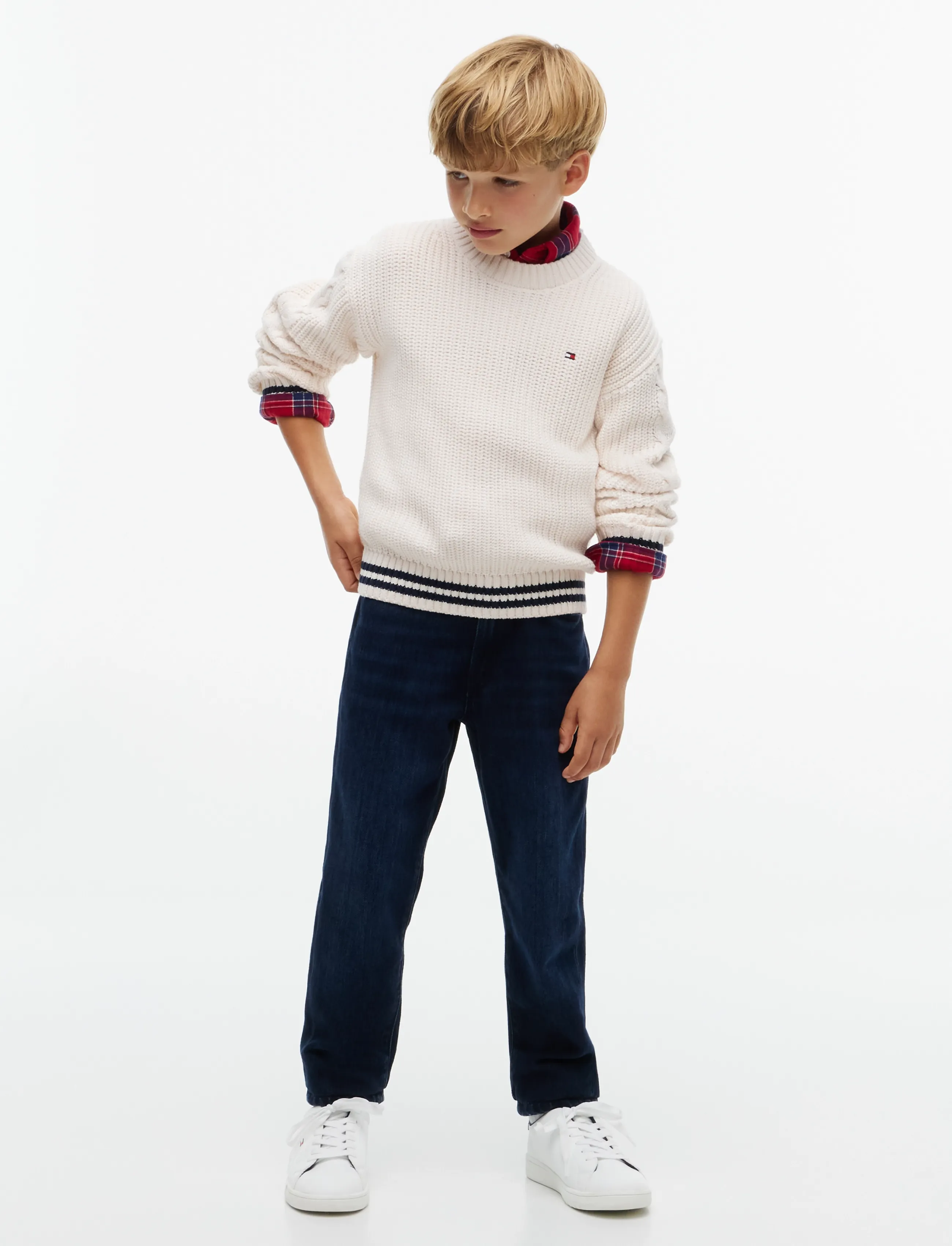 Tommy Hilfiger - PLACED SLEEVE CABLE SWEATER - trøjer - ivory petal - 4