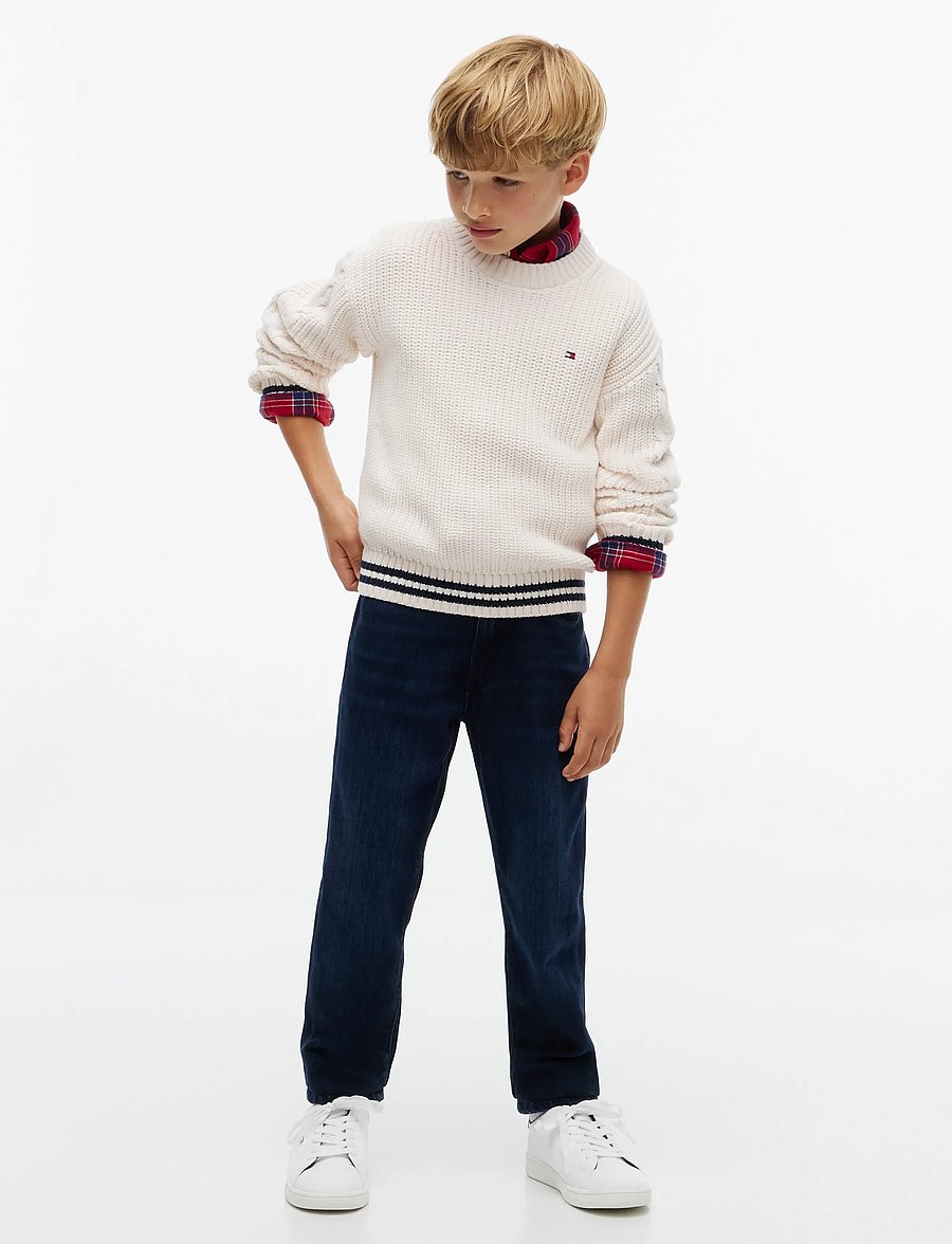 Tommy Hilfiger - PLACED SLEEVE CABLE SWEATER - trøjer - ivory petal - 4