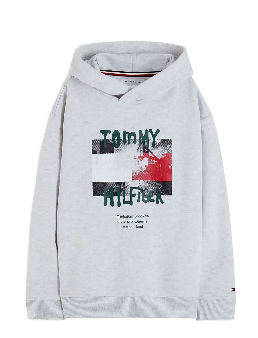 Tommy Hilfiger - FLAG GRAFITTI HOODIE - kapuzenpullover - grey heather - 0