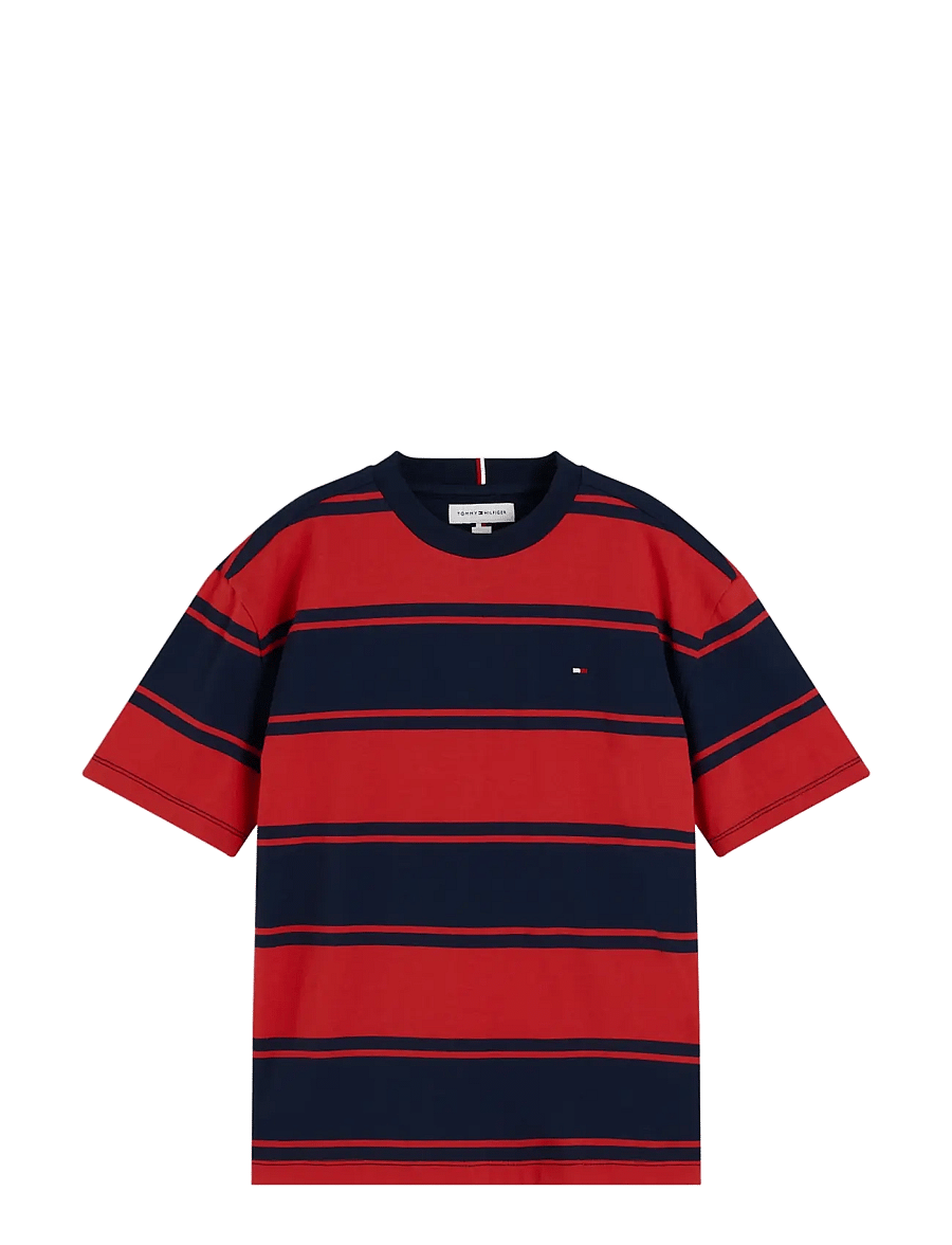 Tommy Hilfiger - ESSENTIAL STRIPE TEE SS - lühikeste varrukatega t-särgid - red glare - 1