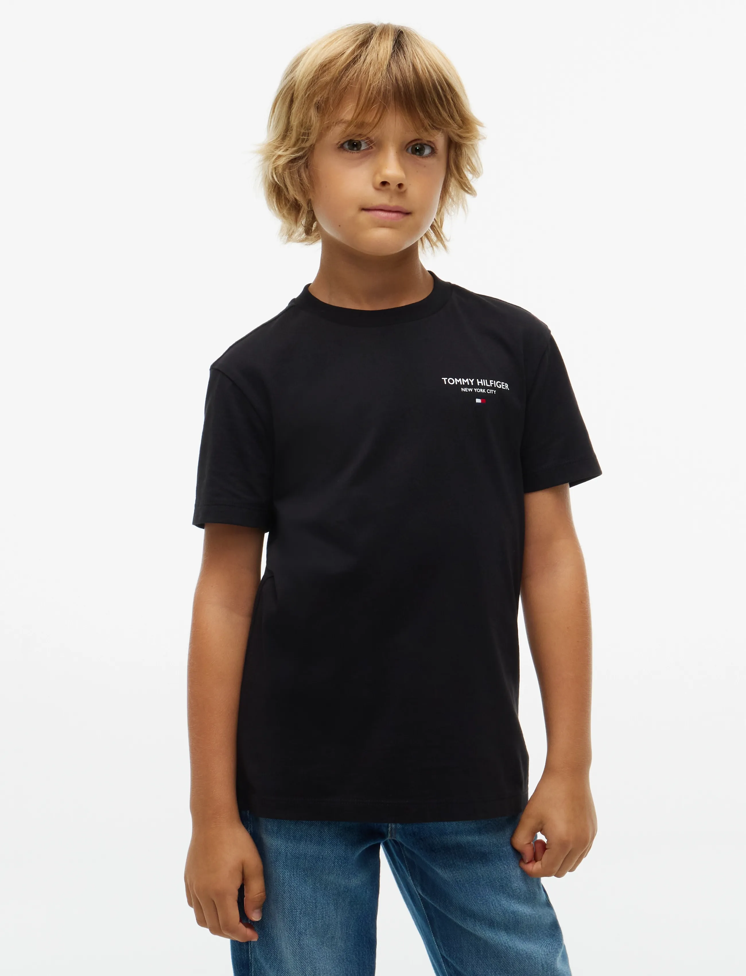 Tommy Hilfiger ESSENTIAL LOGO TEE SS - Toppar & T-shirts - BLACK / black