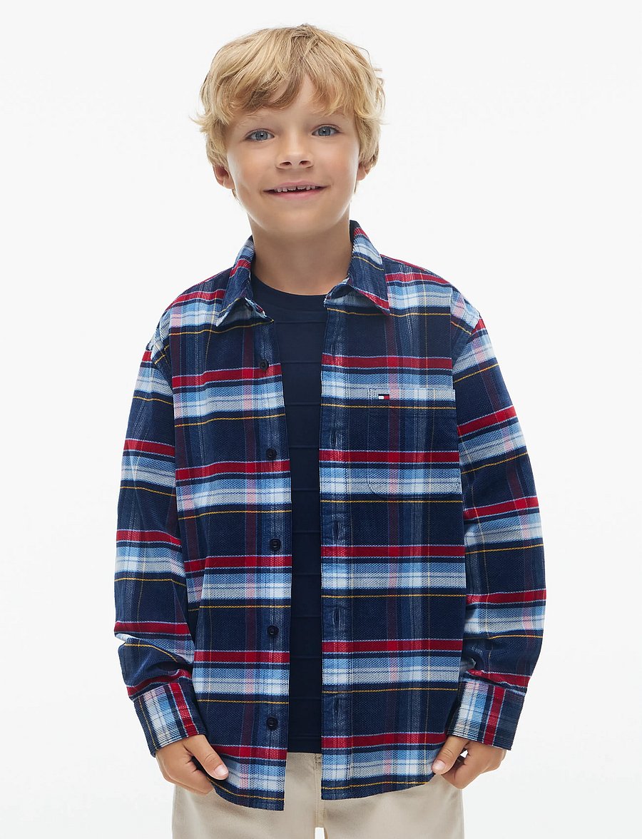 Tommy Hilfiger - CORDUROY CHECK GRAPHIC SHIRT - langärmlige hemden - blue check 03 - 0