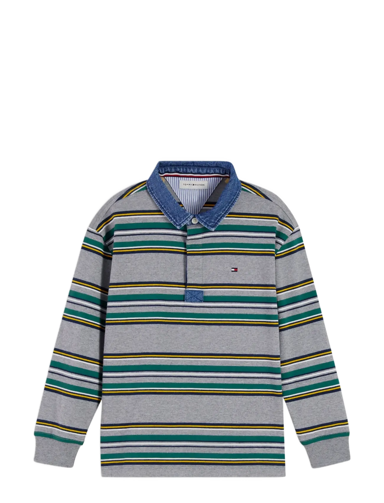 Tommy Hilfiger RUGBY POLO LS - Shop by age - MEDIUM GREY HEATHER STRIPES / grey