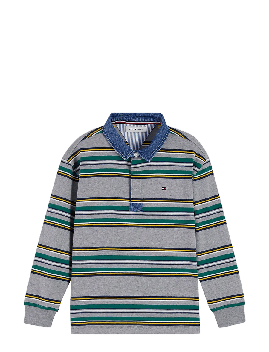 Tommy Hilfiger - RUGBY POLO LS - långärmade pikéer - medium grey heather stripes - 0