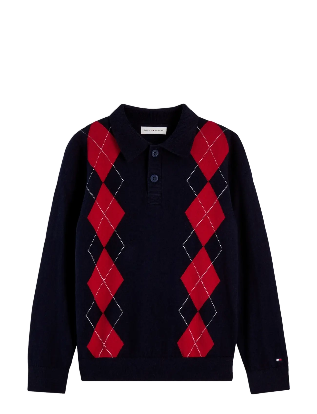 Tommy Hilfiger - KNITTED POLO LS - džemprid - dark blue   red argyle - 1