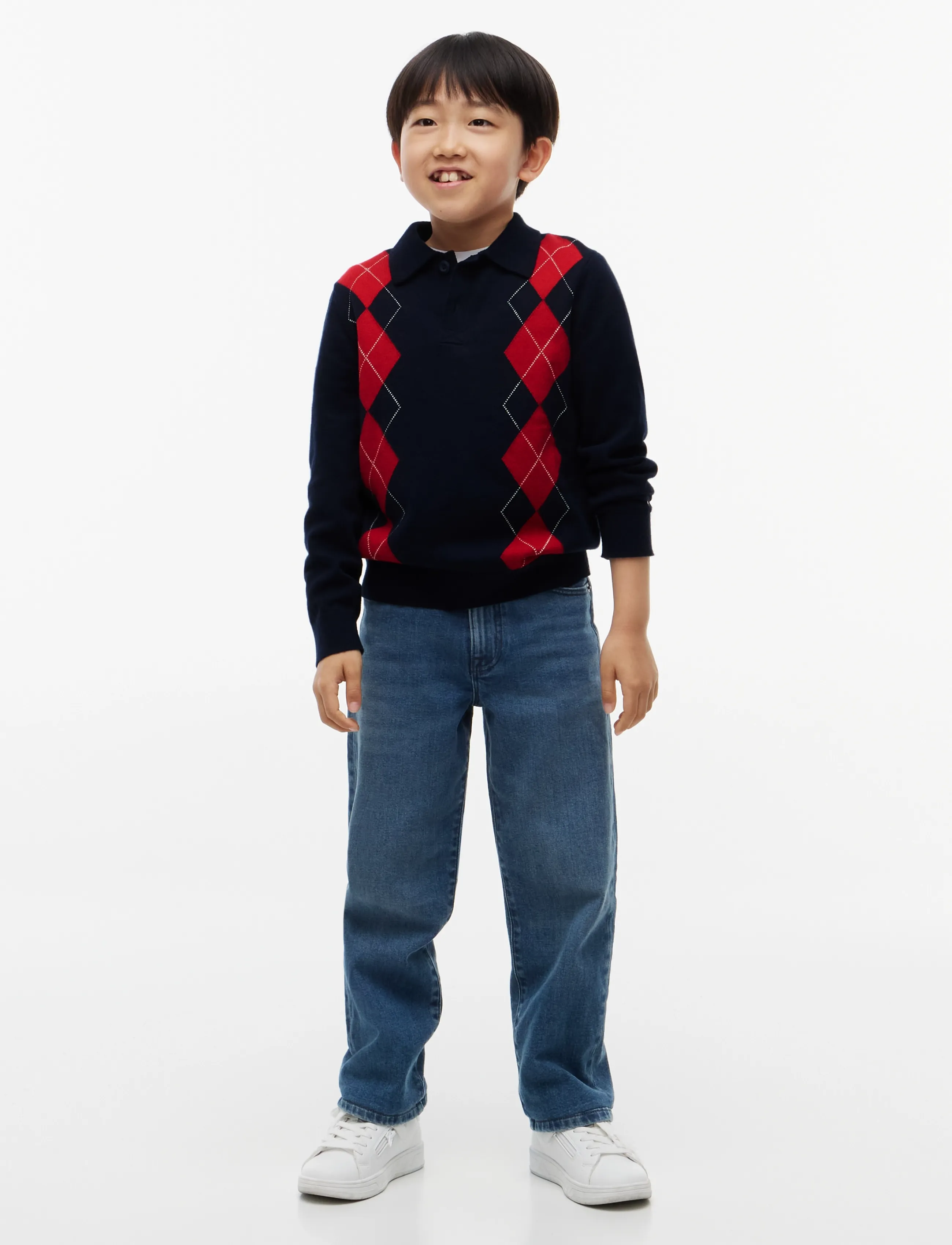 Tommy Hilfiger - KNITTED POLO LS - džemprid - dark blue   red argyle - 4