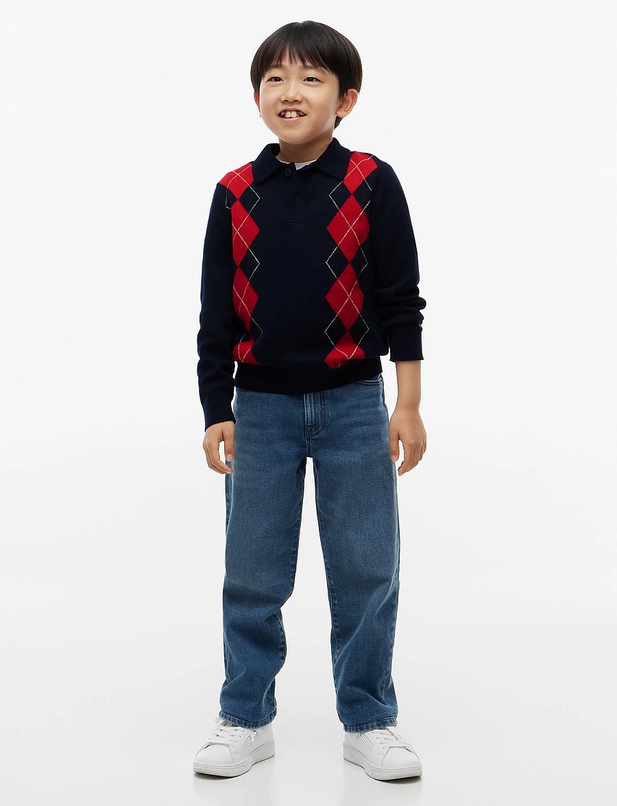 Tommy Hilfiger - KNITTED POLO LS - džemprid - dark blue red argyle - 4
