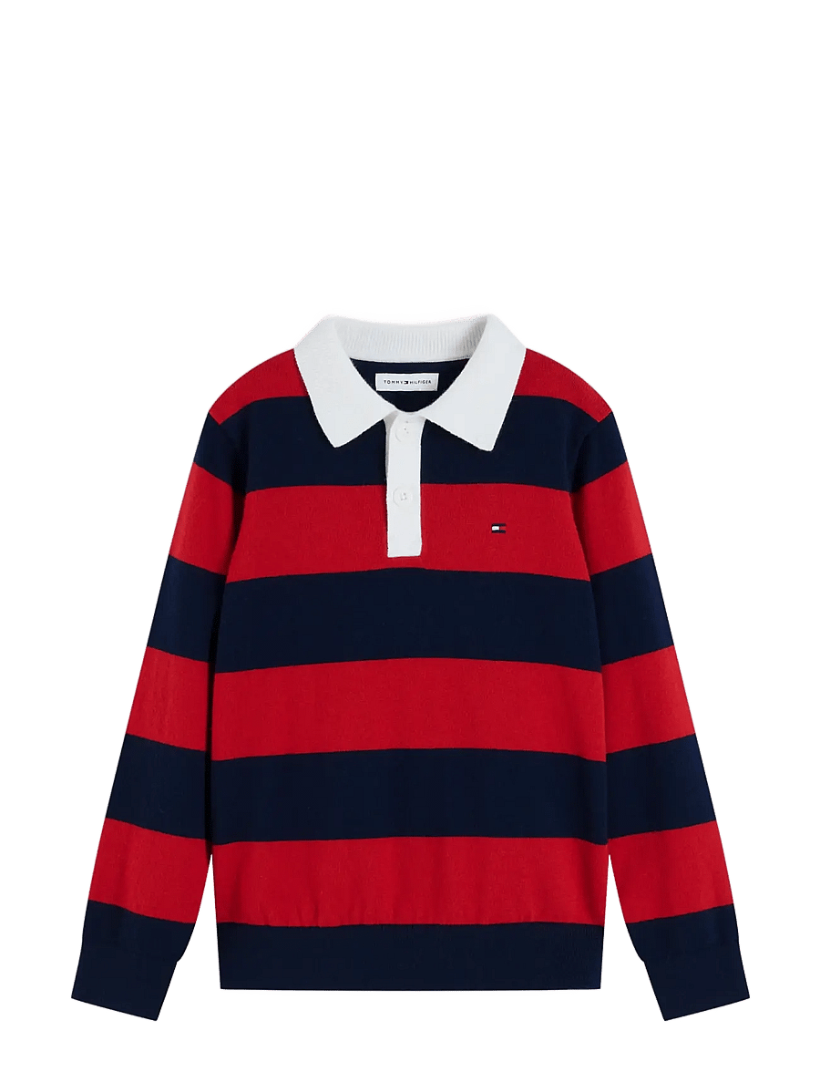 Tommy Hilfiger - KNITTED POLO LS - džemprid - red dark blue stripe - 1