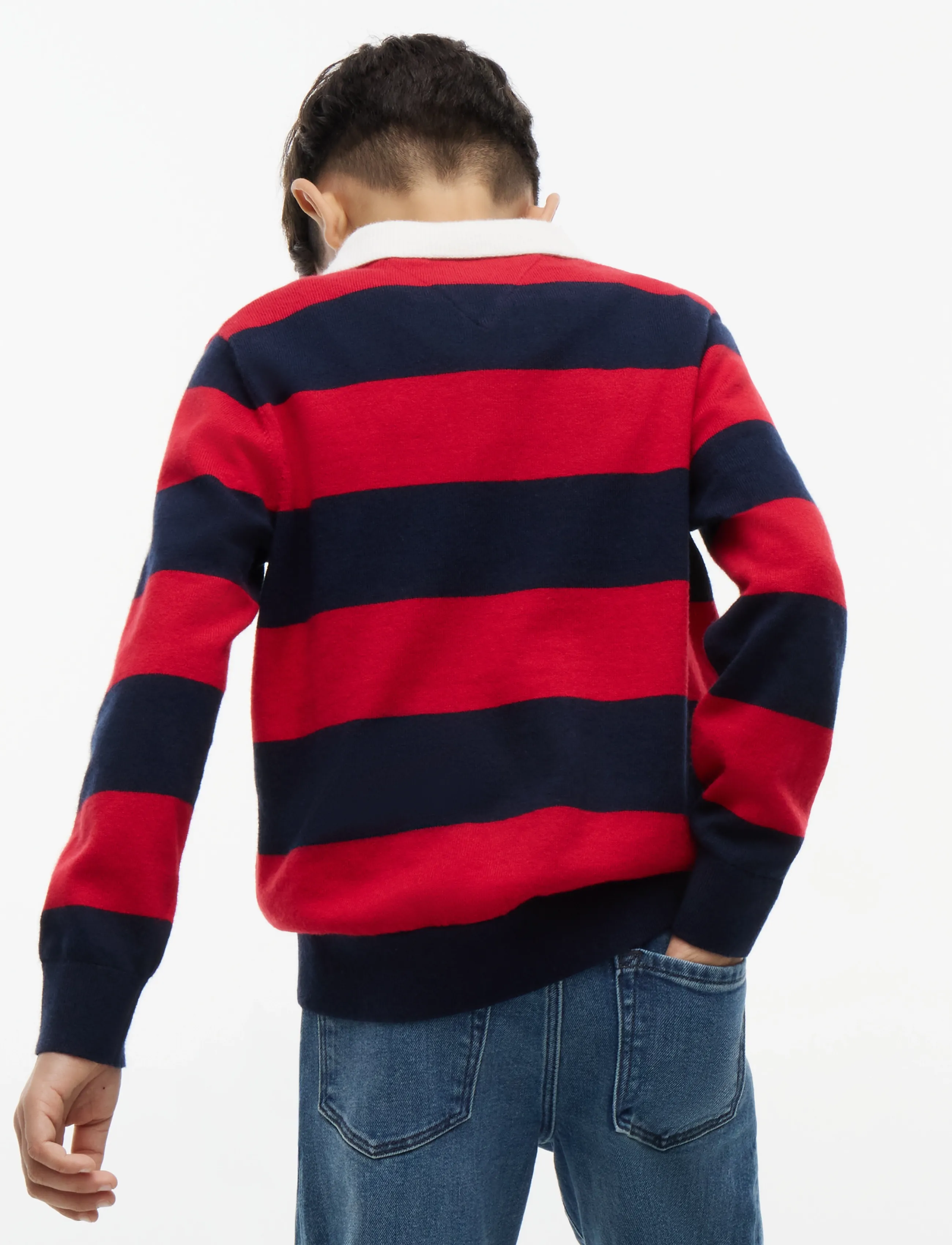 Tommy Hilfiger - KNITTED POLO LS - džemprid - red  dark blue stripe - 2