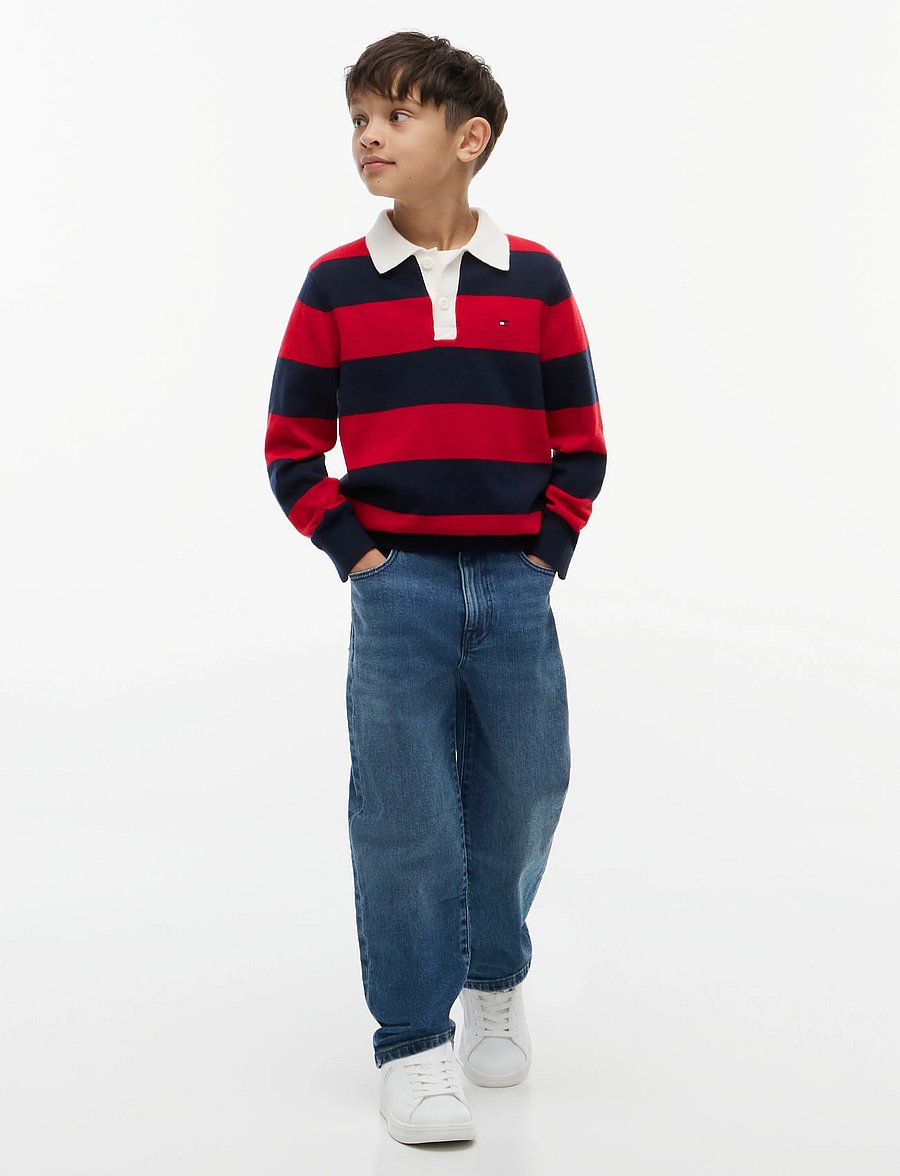 Tommy Hilfiger - KNITTED POLO LS - džemprid - red dark blue stripe - 4