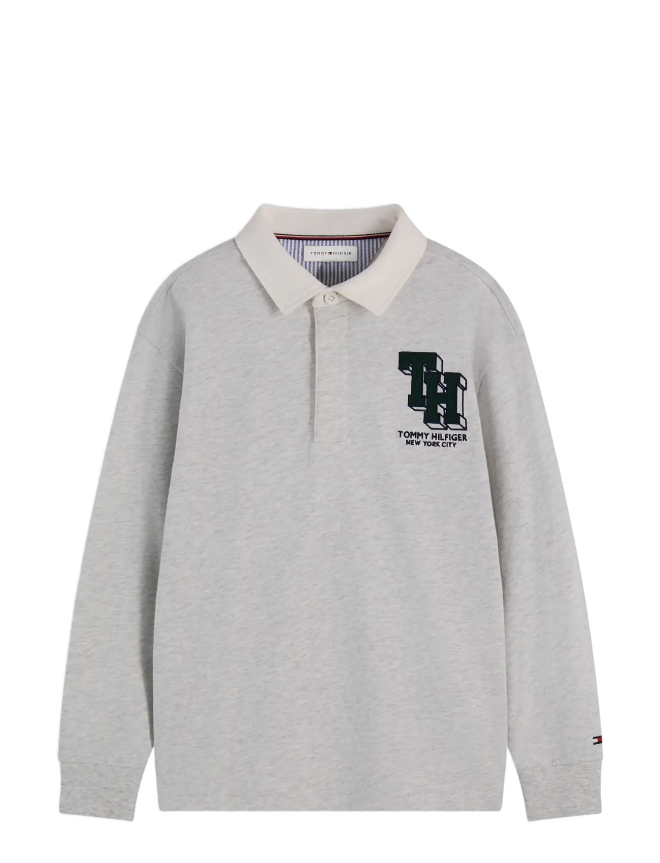 Tommy Hilfiger TH RUGBY POLO LS - Teismelised 140-176 - LIGHT GREY HEATHER / grey