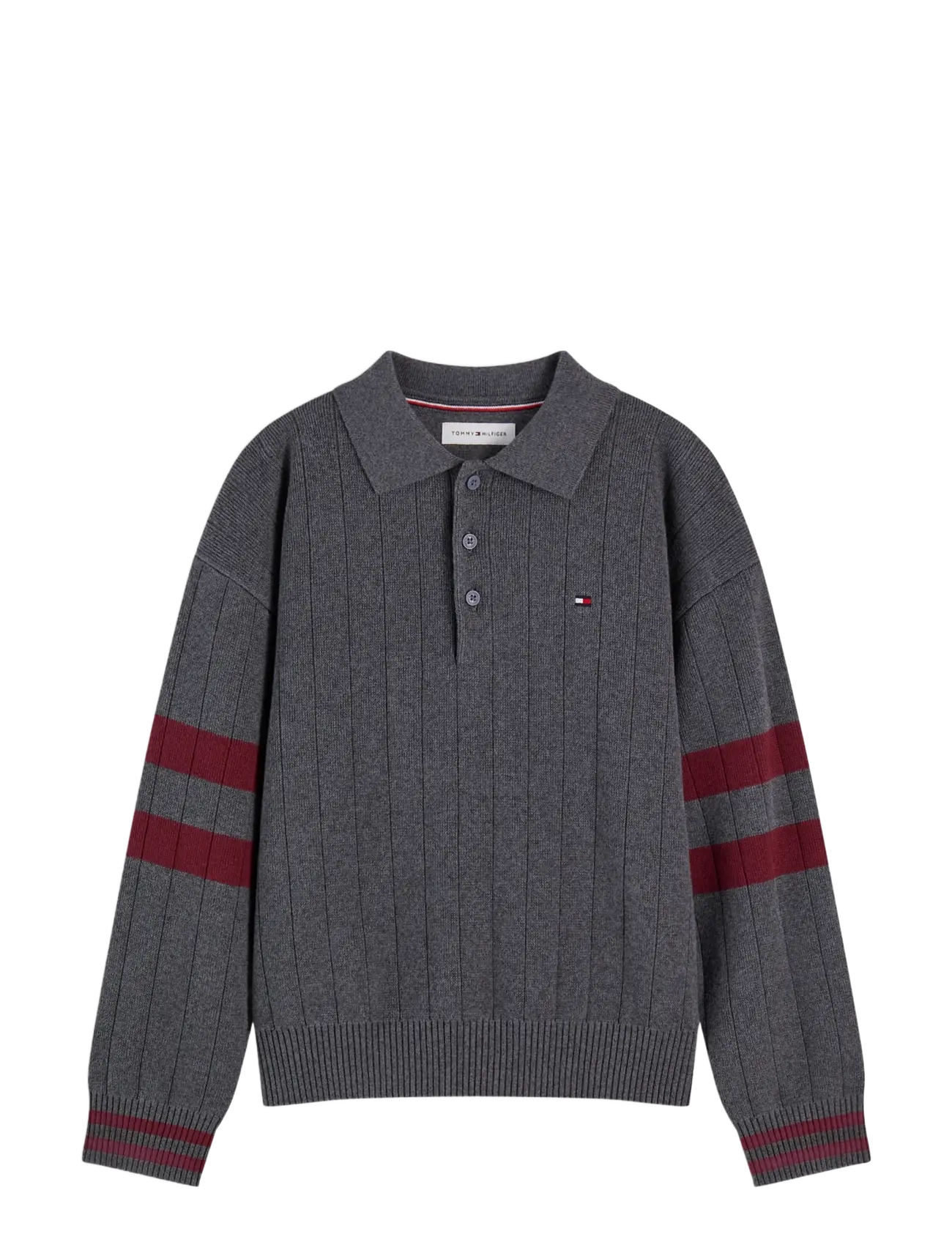 Tommy Hilfiger KNITTED POLO SWEATER LS - Shop by age - DARK GREY HEATHER / grey