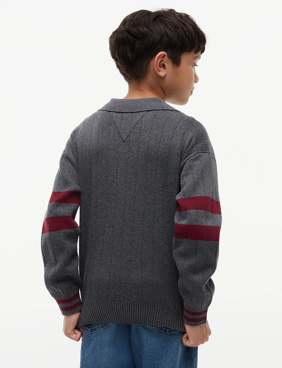 Tommy Hilfiger - KNITTED POLO SWEATER LS - dark grey heather - 2