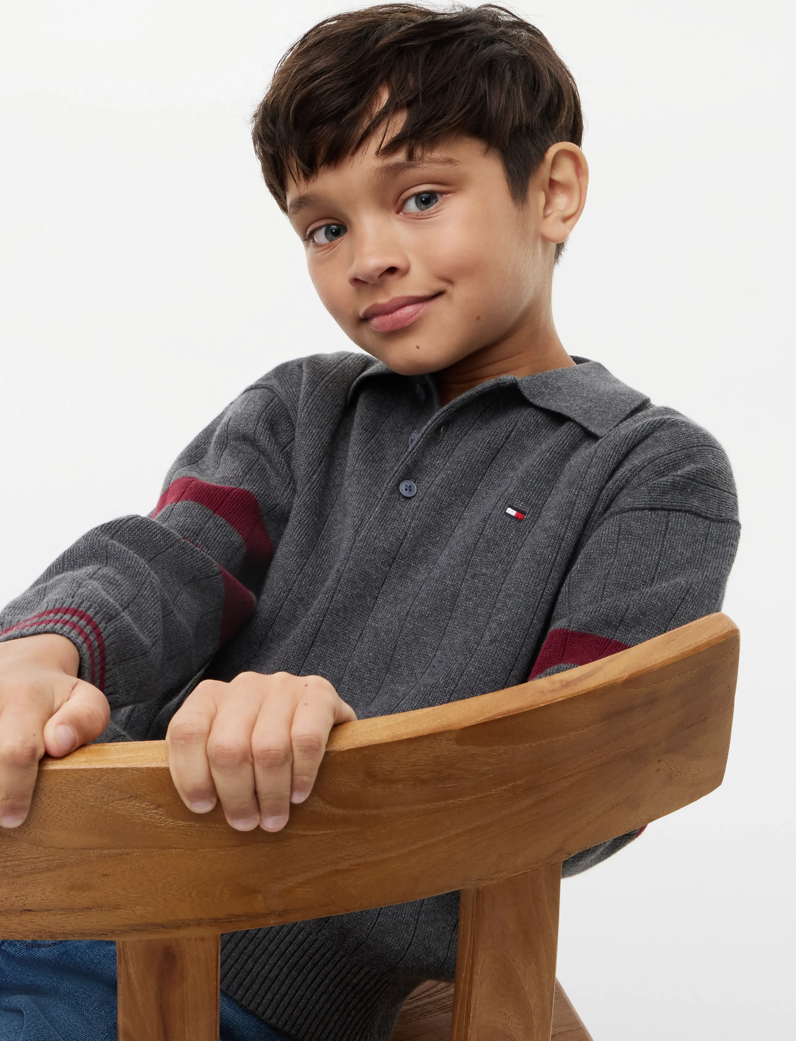 Tommy Hilfiger - KNITTED POLO SWEATER LS - dark grey heather - 3