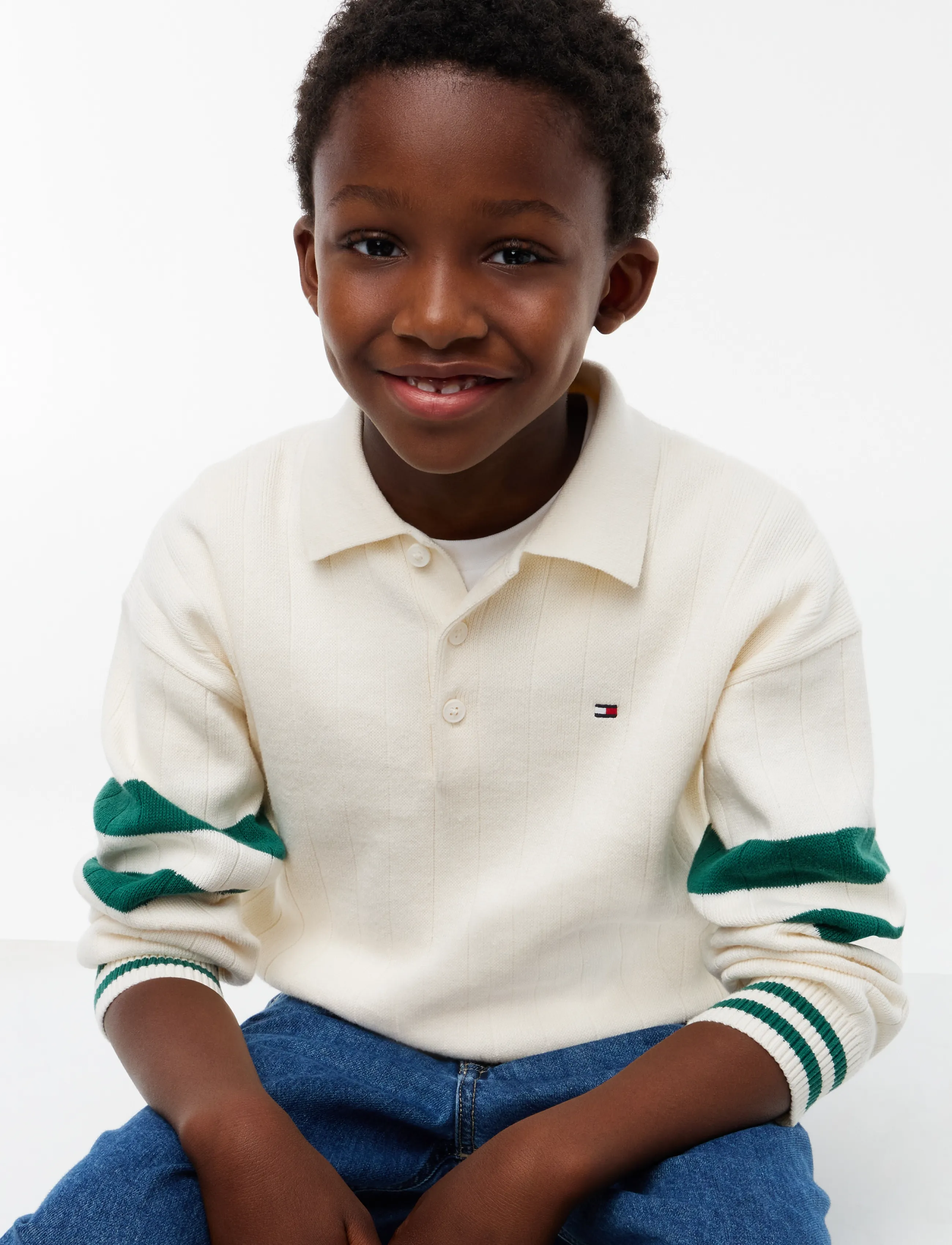 Tommy Hilfiger - KNITTED POLO SWEATER LS - langärmelig poloshirt - ivory petal - 3