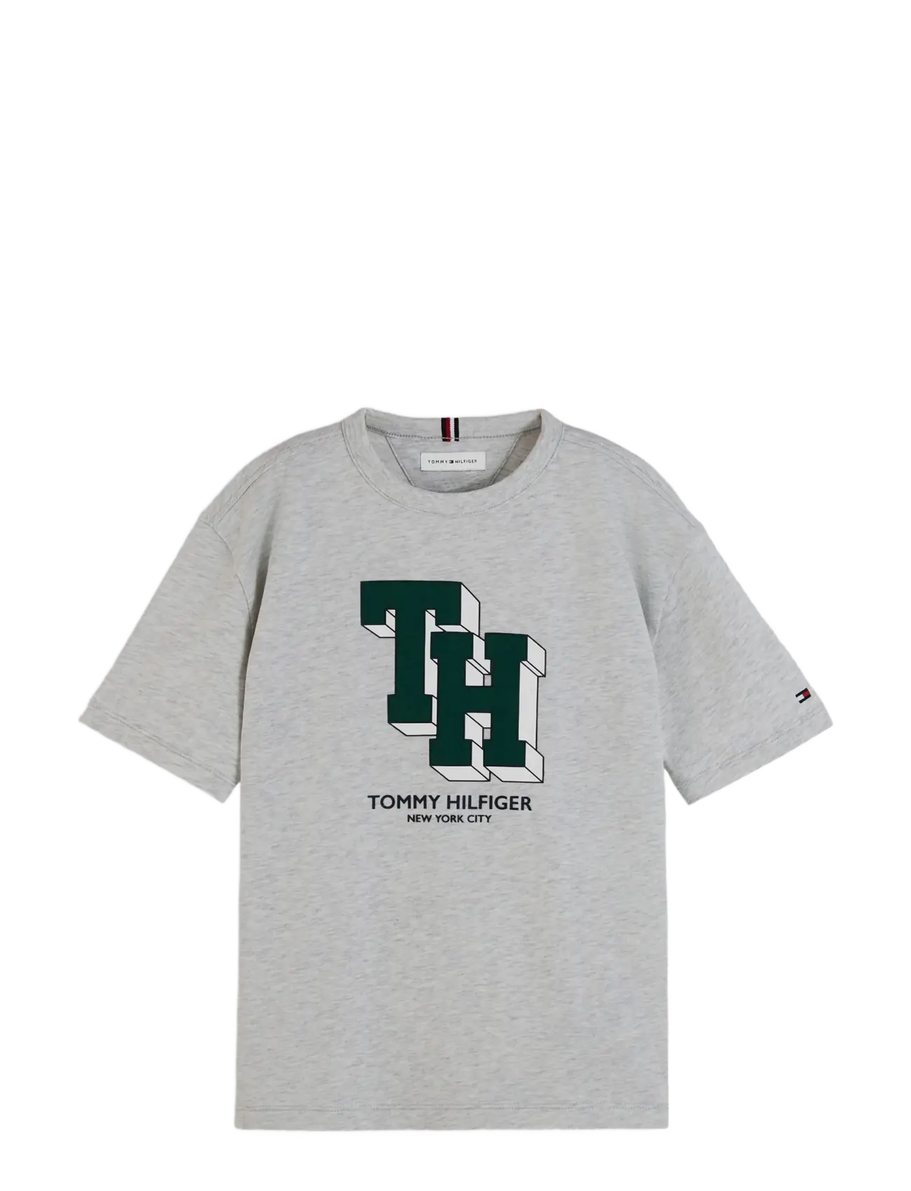 Tommy Hilfiger TH LOGO TEE - Tøj - HEATHER GREY / grey