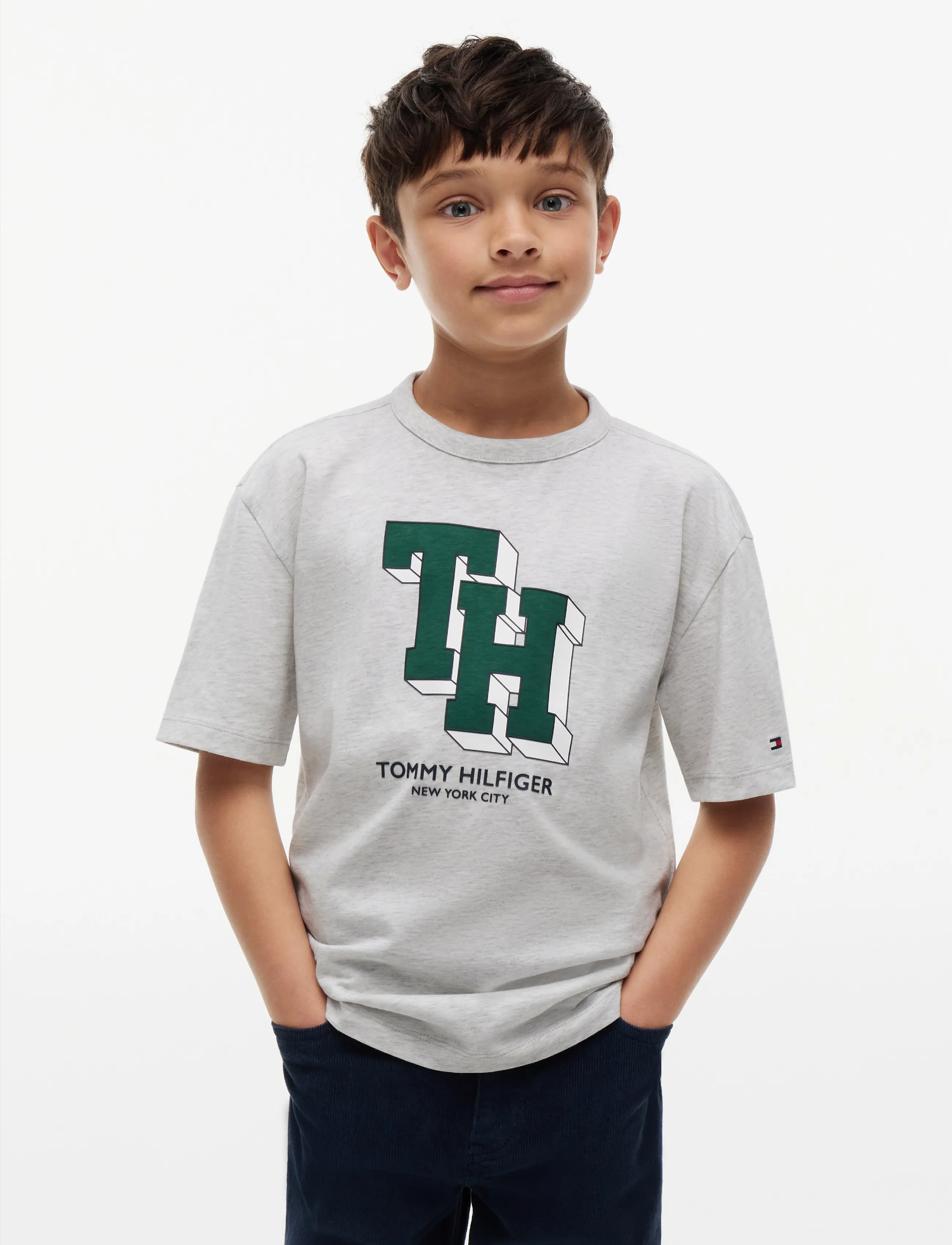Tommy Hilfiger TH LOGO TEE - Toppar & T-shirts - HEATHER GREY / grey