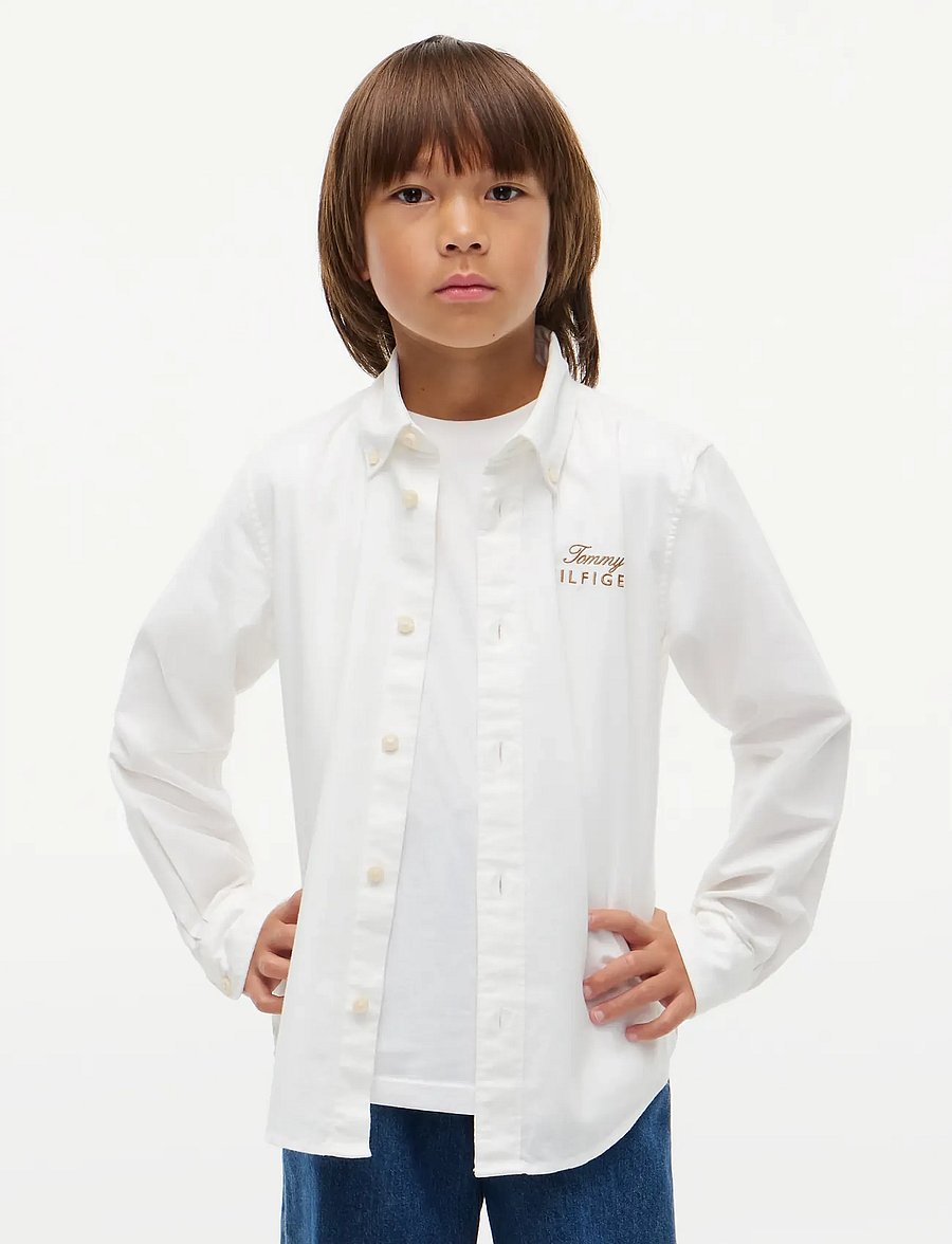 Tommy Hilfiger - TOMMY SCRIPT OXFORD SHIRT - langærmede skjorter - white - 0