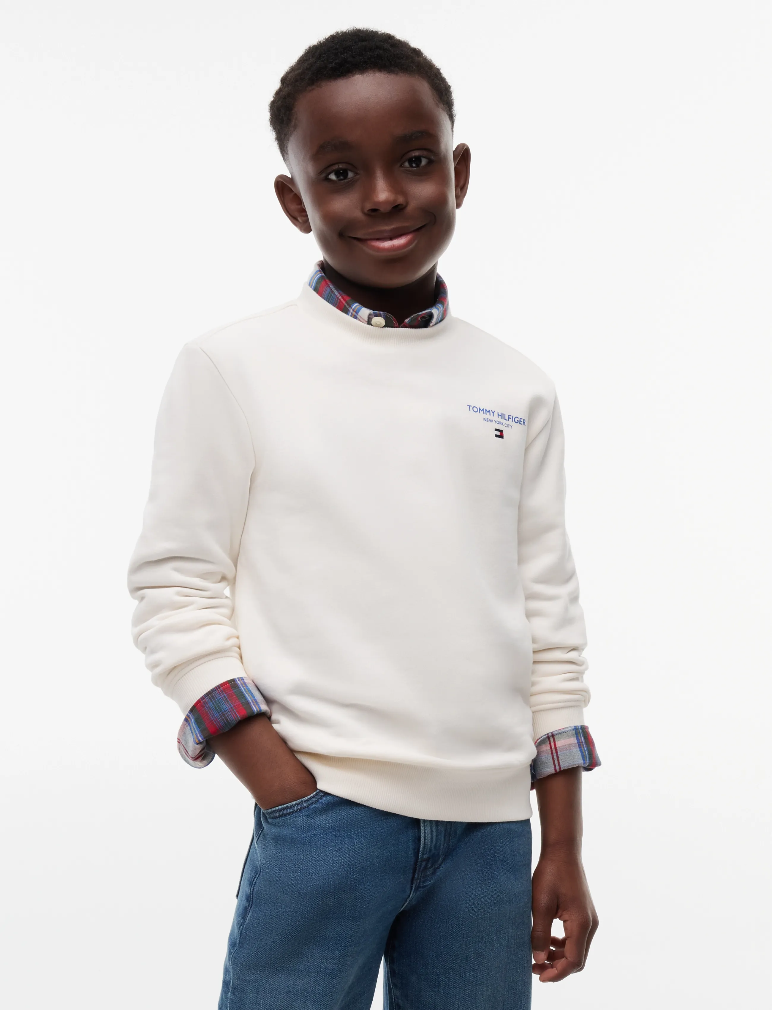 Tommy Hilfiger ESSENTIAL LOGO SWEATSHIRT - Sweatshirts - OFF WHITE / cream