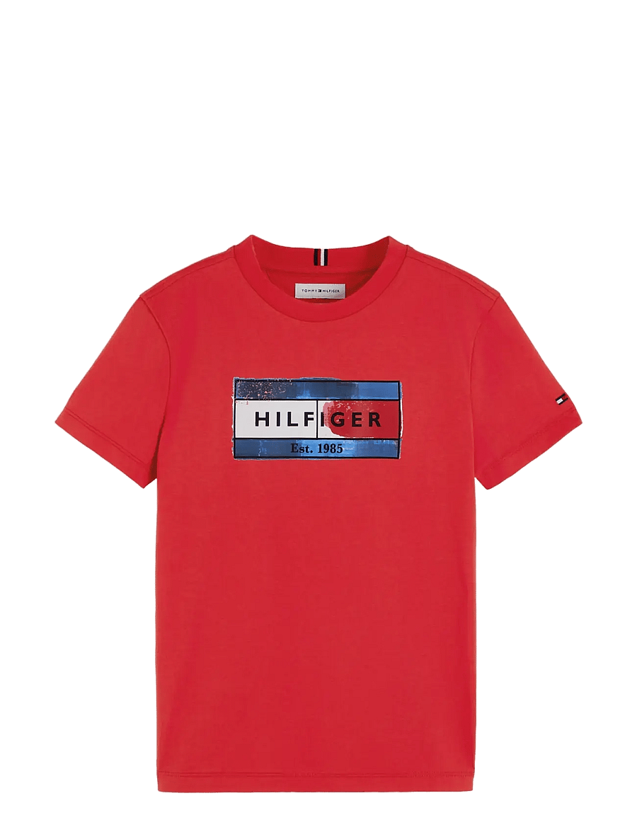 Tommy Hilfiger - HILFIGER FLAG GRAPHIC TEE - kortärmade t-shirts - red glare - 1