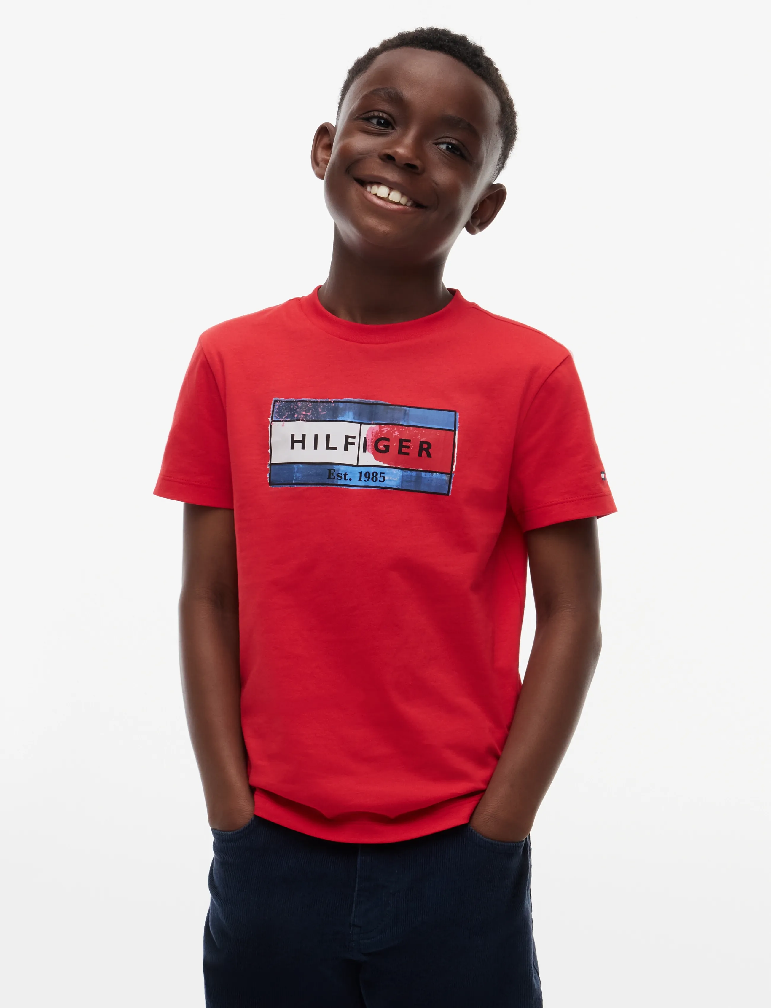Tommy Hilfiger HILFIGER FLAG GRAPHIC TEE - Toppar & T-shirts - RED GLARE / red