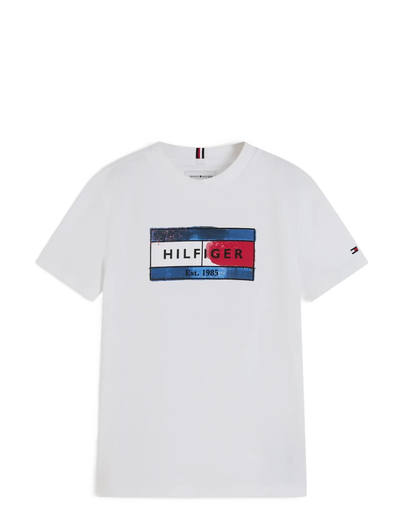 Tommy Hilfiger - HILFIGER FLAG GRAPHIC TEE - kortärmade t-shirts - white - 1