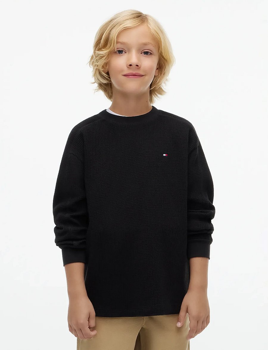 Tommy Hilfiger - ESSENTIAL WAFFLE LS - langärmelig - black - 0