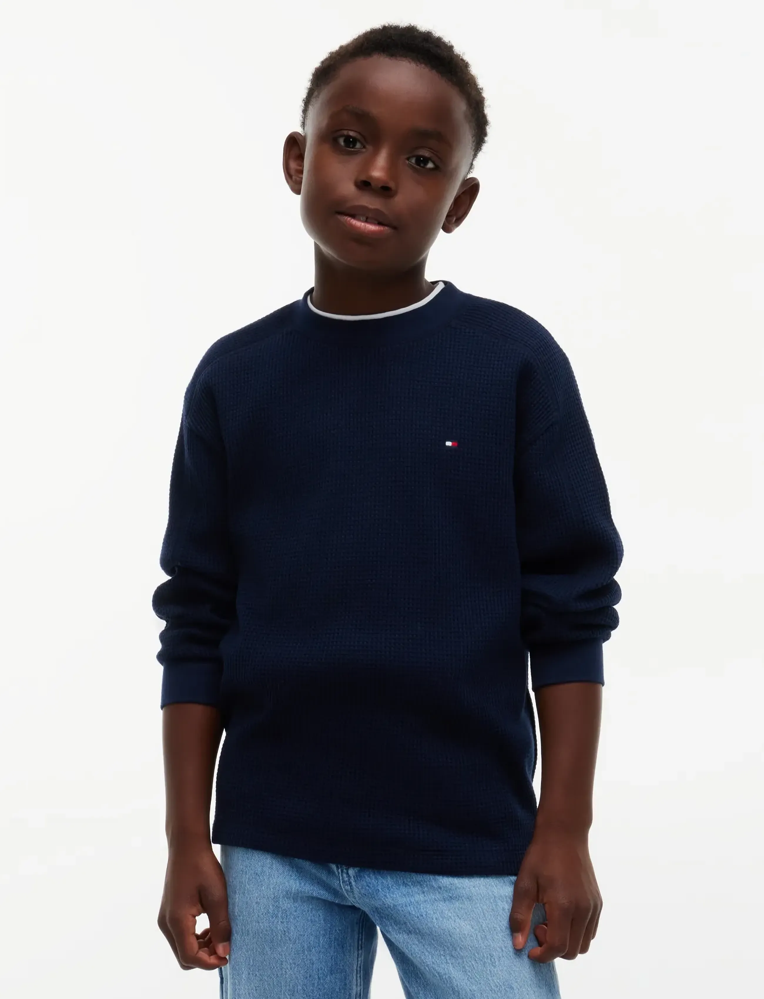 Tommy Hilfiger ESSENTIAL WAFFLE LS - Oberteile & T-Shirts - DARK BLUE / navy