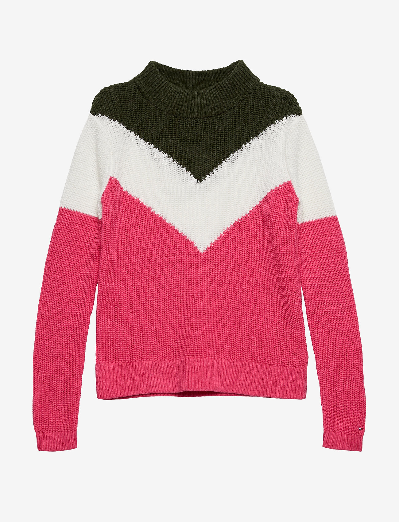 Tommy Hilfiger - CHEVRON COLOR BLOCK SWEATER - pink flambe/multi - 0