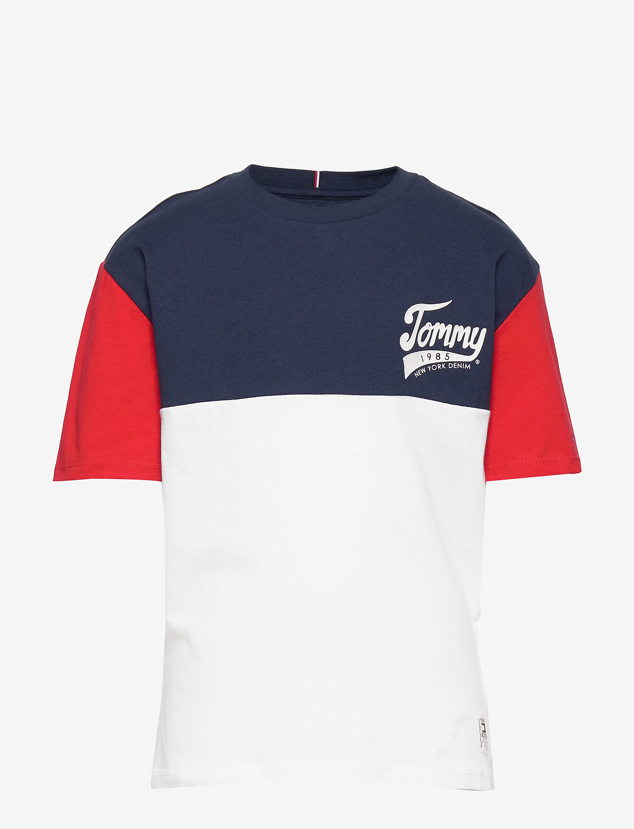 Tommy Hilfiger - TOMMY 1985 COLOURBLOCK TEE S/S - bright white/black iris/racing red - 0