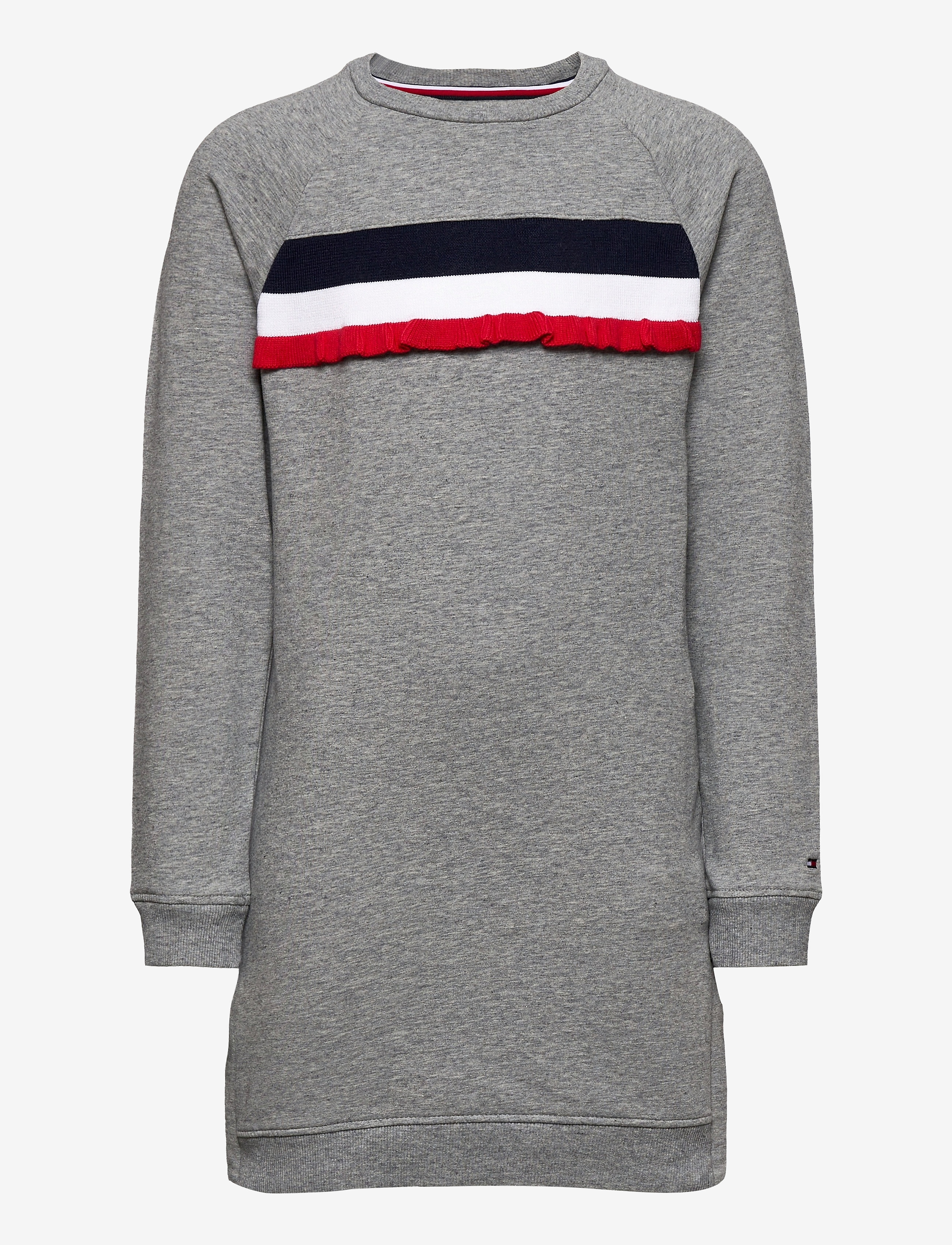 Tommy Hilfiger - RUFFLE RIB SWEAT DRESS L/S - mid grey htr - 0
