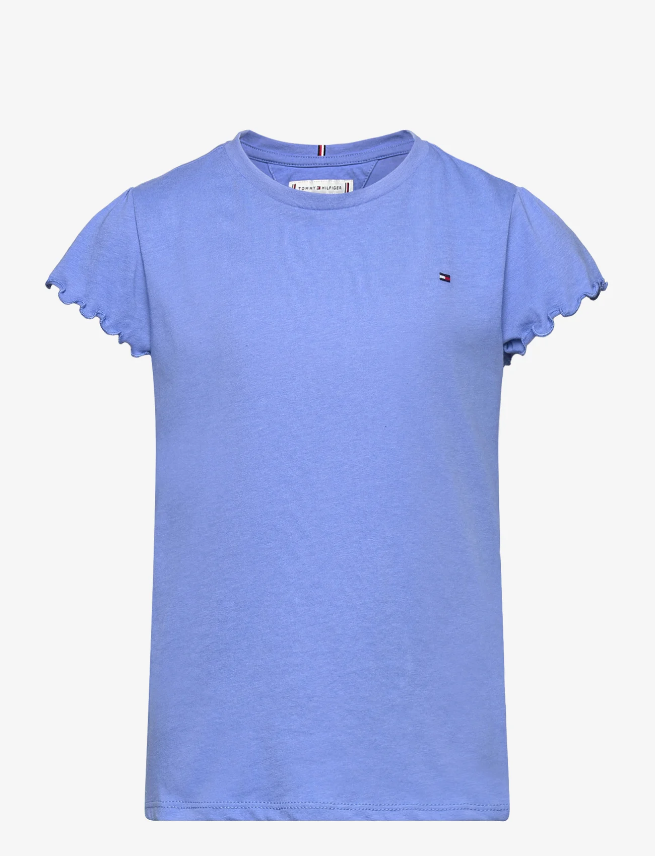 Tommy Hilfiger - ESSENTIAL RUFFLE SLEEVE TOP SS - kortærmede t-shirts - blue spell - 0