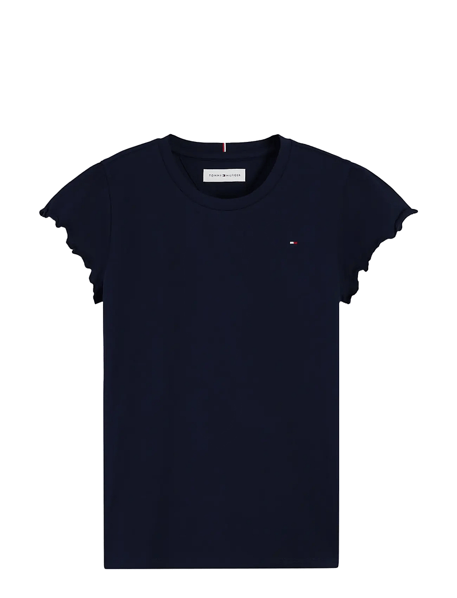 Tommy Hilfiger - ESSENTIAL RUFFLE SLEEVE TOP SS - lühikeste varrukatega t-särgid - dark blue - 1