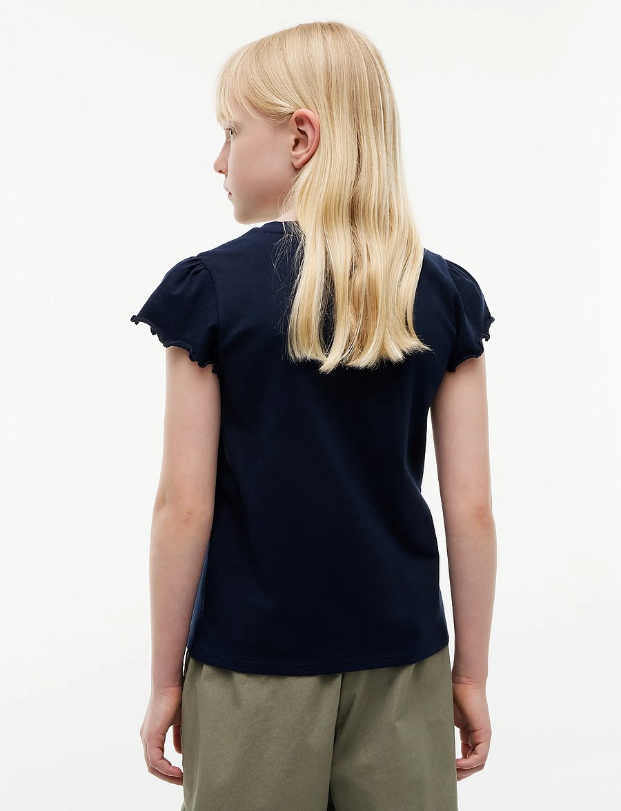 Tommy Hilfiger - ESSENTIAL RUFFLE SLEEVE TOP SS - lühikeste varrukatega t-särgid - dark blue - 2